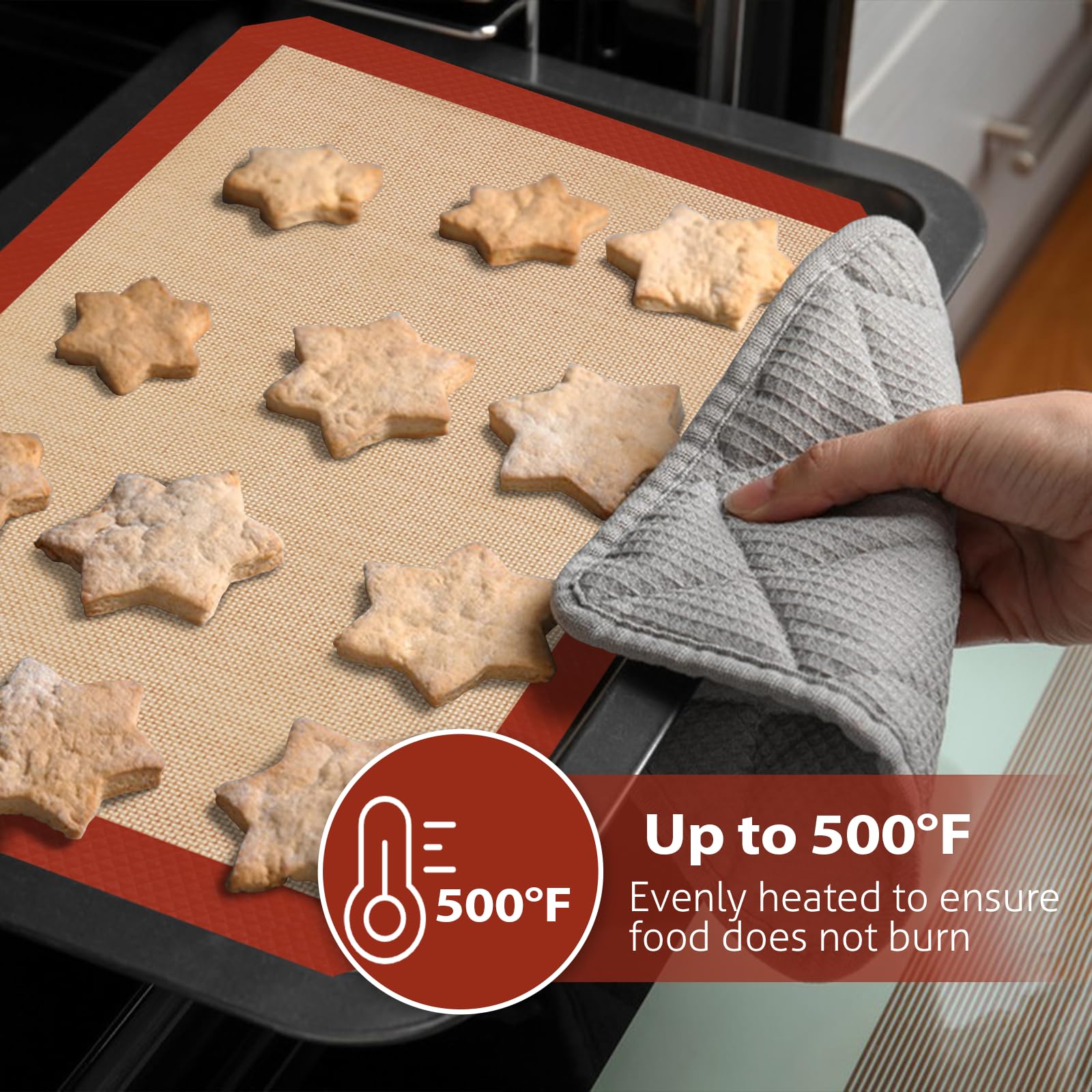 Non-Stick Silicone Baking Mats 3-Pack - Reusable Cookie Sheet for Oven, Macarons & Bread - Easy Clean & Durable Baking Accessories for Home Bakers & Professional Kitchens