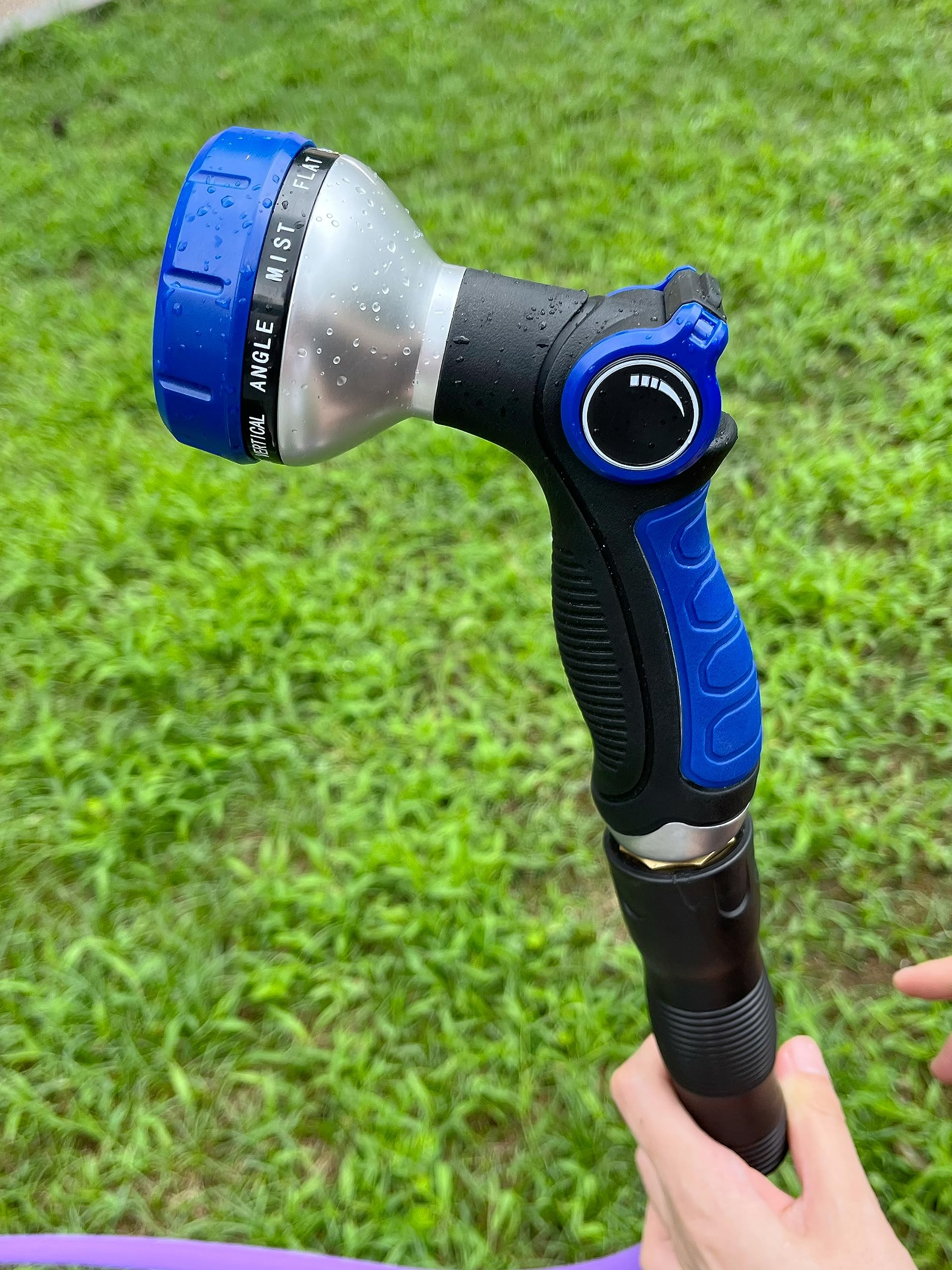 Premium 5/8-Inch x 25-Feet Heavy Duty Hybrid Garden Hose with Spray Nozzle - Swivel Grip Handle & 3/4