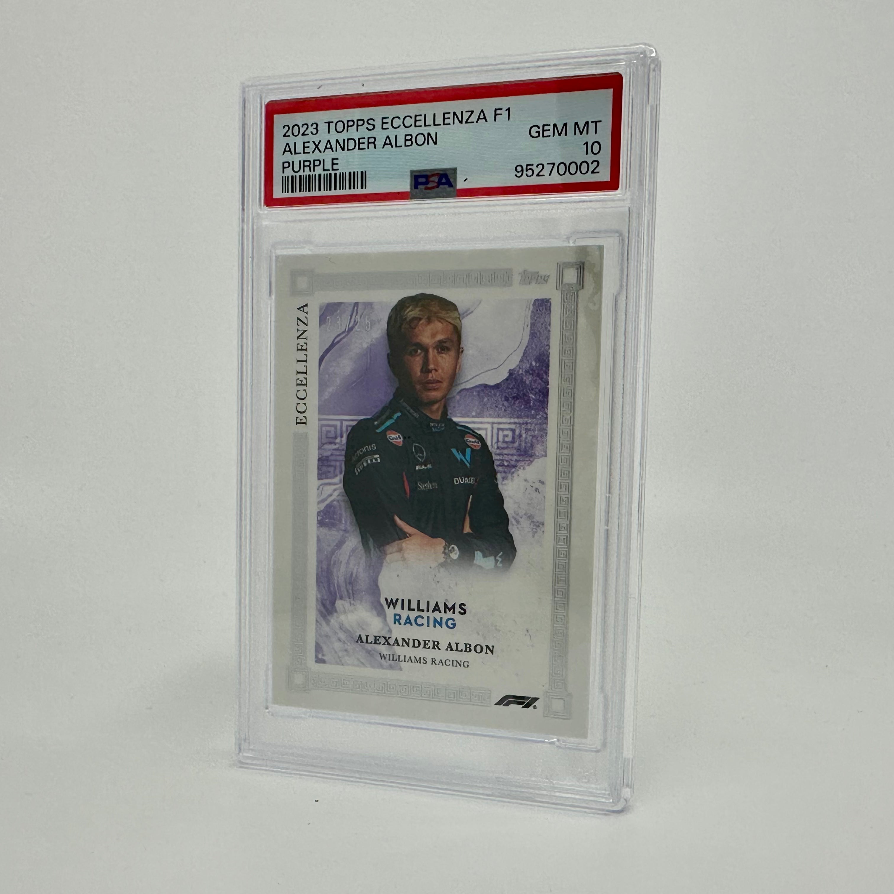 2023 Eccellenza PSA 10 Alexander Albon #23/25 Purple Parallel - Rare Trading Card for Collectors & F1 Fans - Perfect for Display, Investment & Sports Memorabilia Collections