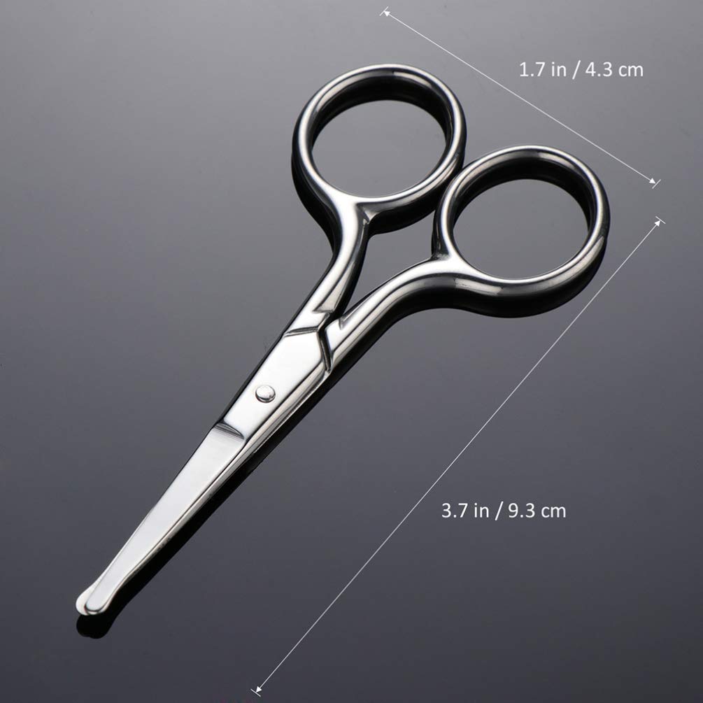 3 Pack Stainless Steel Nose Hair Trimmer Scissors - Safe & Precise Eyebrow & Vibrissa Grooming Tool for Men - Perfect for Travel, Home & Personal Care Routines