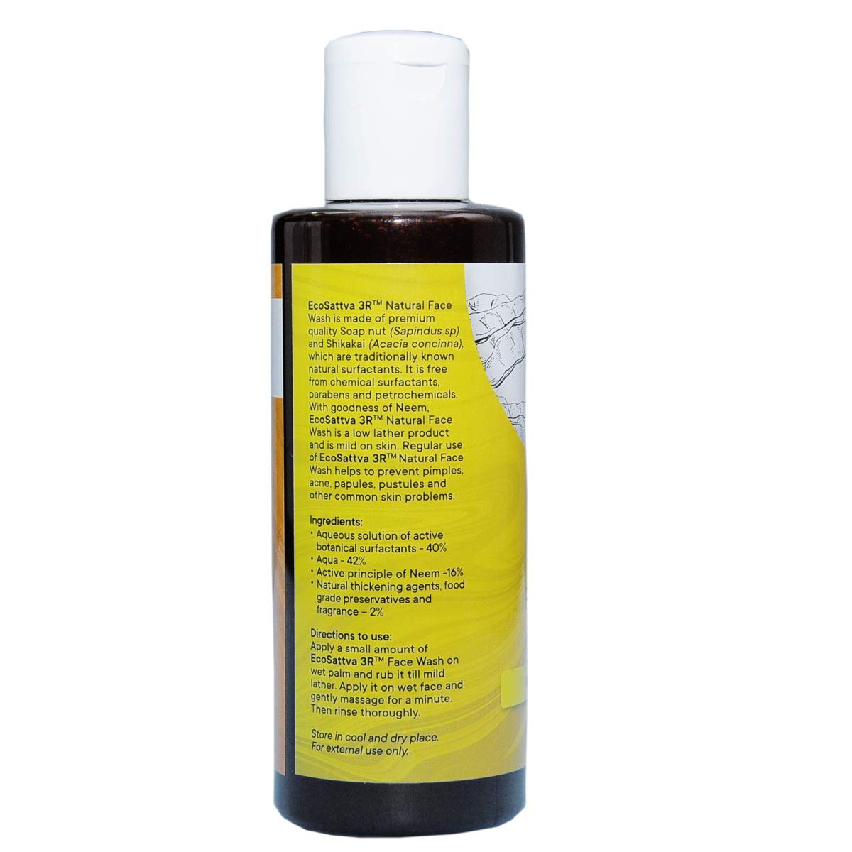 EcoSattva 3R-Natural Hair & Body Wash and Face Wash Combo (200ml Each) - Organic Plant-Based Formula for Sensitive Skin | Perfect for Travel, Gym & Daily Shower Routine
