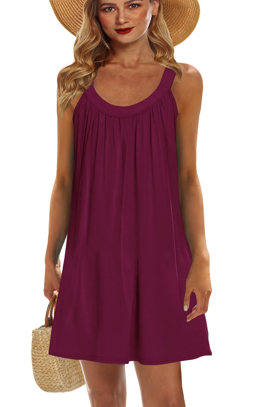 Bluetime Women's Sleeveless Halter Floral Beach Cover Up Dress - Lightweight Swimsuit Coverup for Pool, Vacation & Summer Outfits