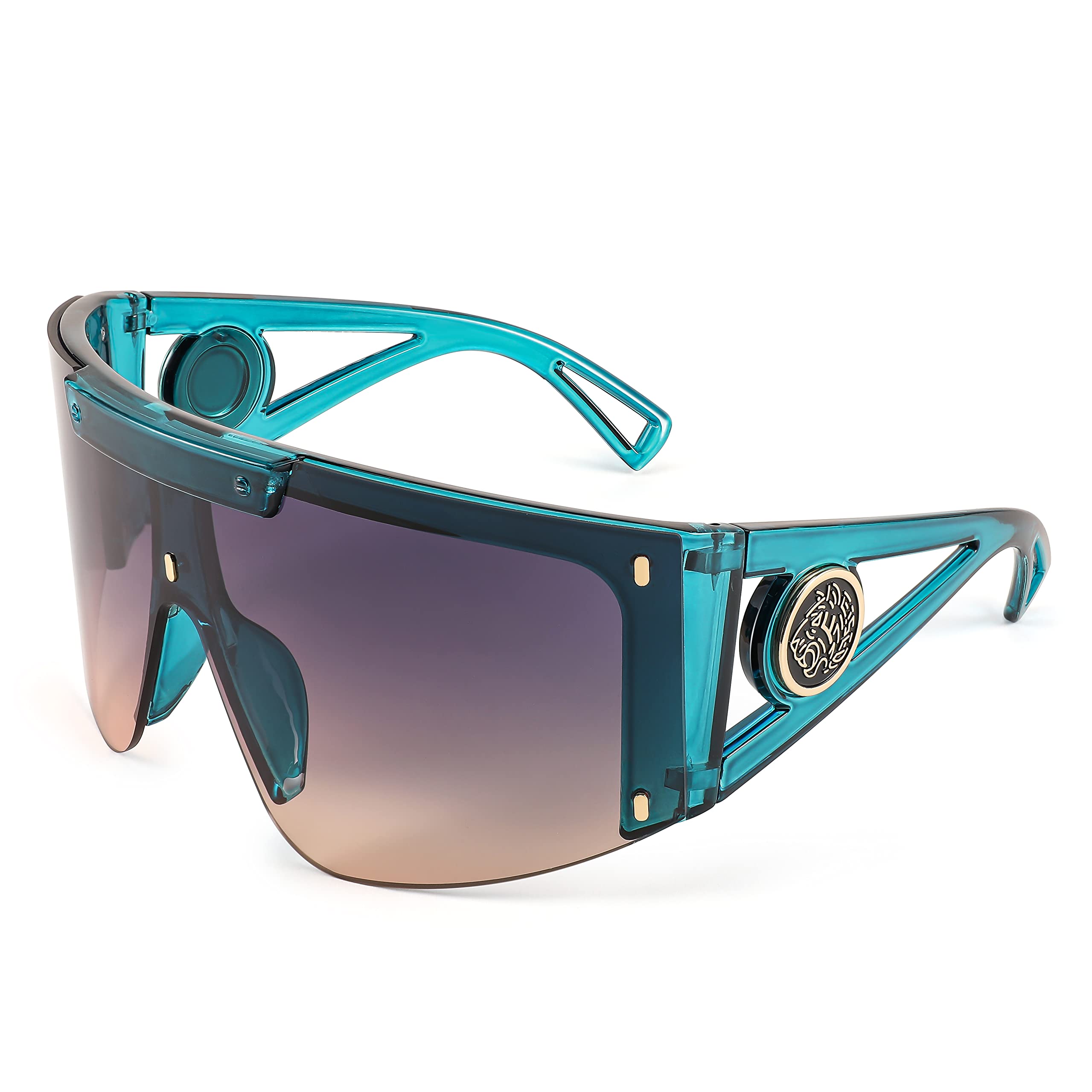 FEISEDY One Piece Oversized Sunglasses for Men & Women - UV Protection Big Frame Wrap Around Shield Sunglasses for Cycling, Driving, Beach & Vacation (B4027) | Perfect for Outdoor Sports, Travel & Fashion Accessories