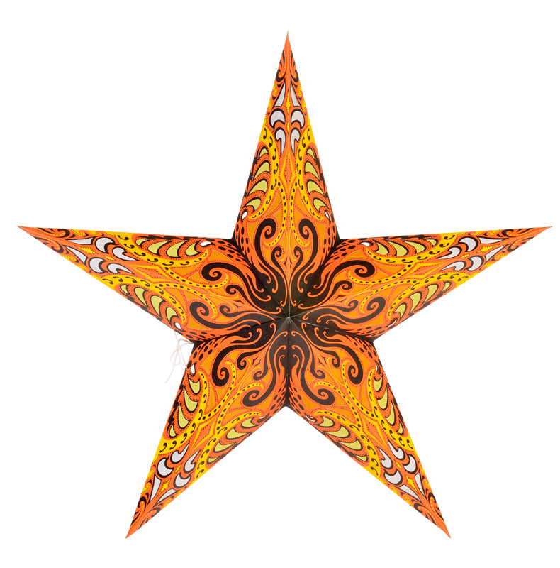 24 Pack Yellow Splash Paper Star Lanterns - Hanging Wedding & Party Decorations for Indoor/Outdoor Events, Birthday Celebrations and Home Decor