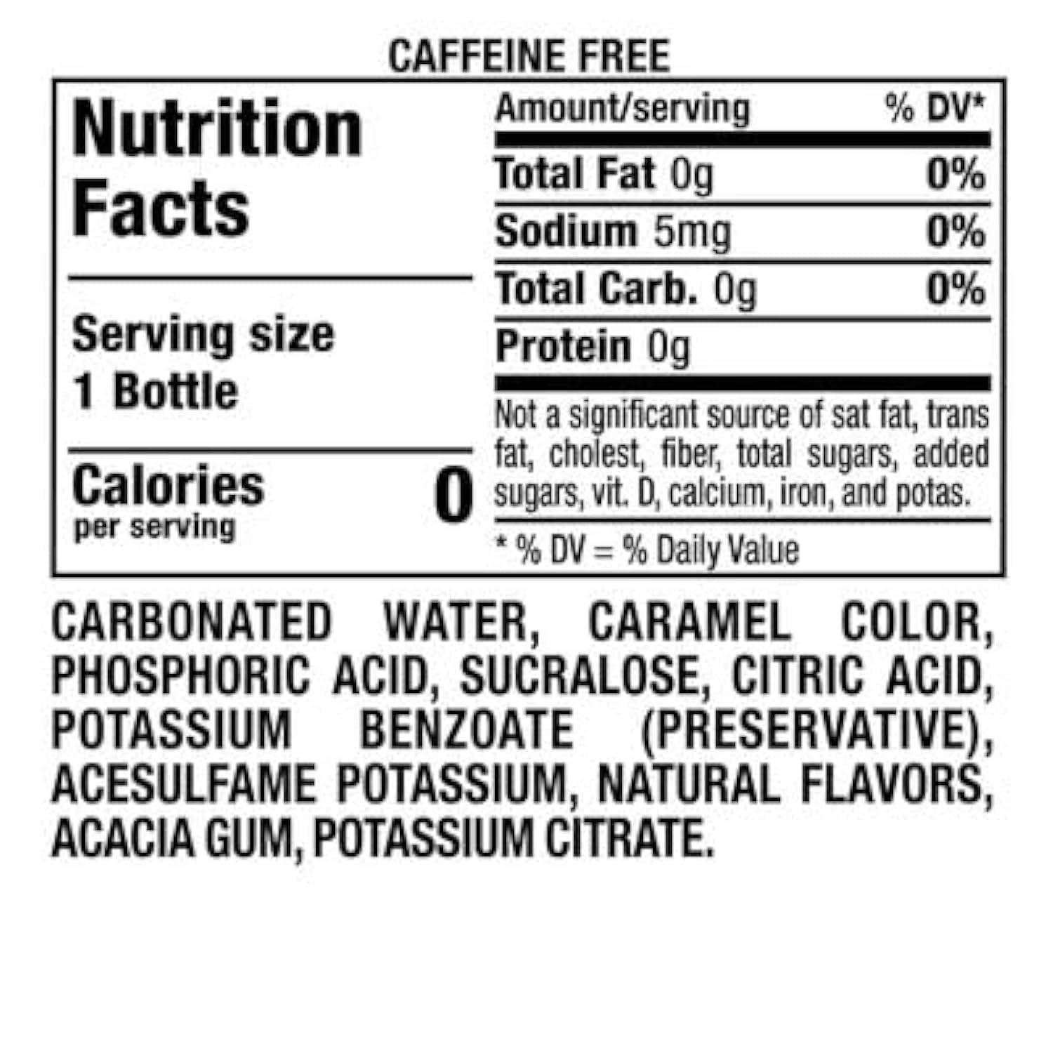 Pure Zero Cola - No Caffeine Soda, 6 Pack (16.9 oz Bottles) - Refreshing Sugar-Free Drink for Parties, BBQs & Healthy Lifestyle