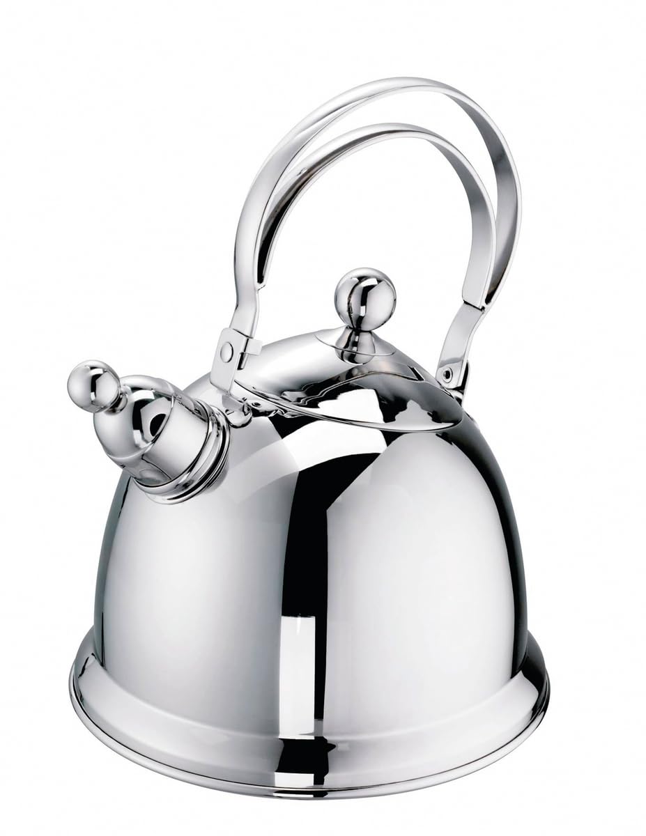 Grace 68042-16 Stainless Steel Whistling Tea Kettle - 2.5QT Classic Stovetop Whistling Teapot for Gas & Electric Stoves - Perfect for Tea Lovers, Home & Kitchen Use