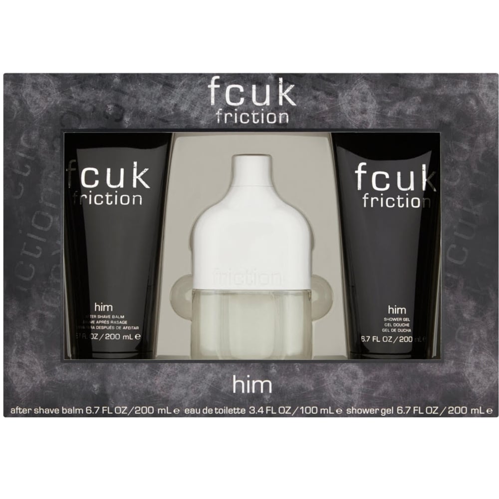 FCUK Friction Him Gift Set for Men - 100ML EDT Spray, 200ML After Shave Balm & 200ML Shower Gel | Perfect Valentine's Day, Birthday & Anniversary Gift Set for Him