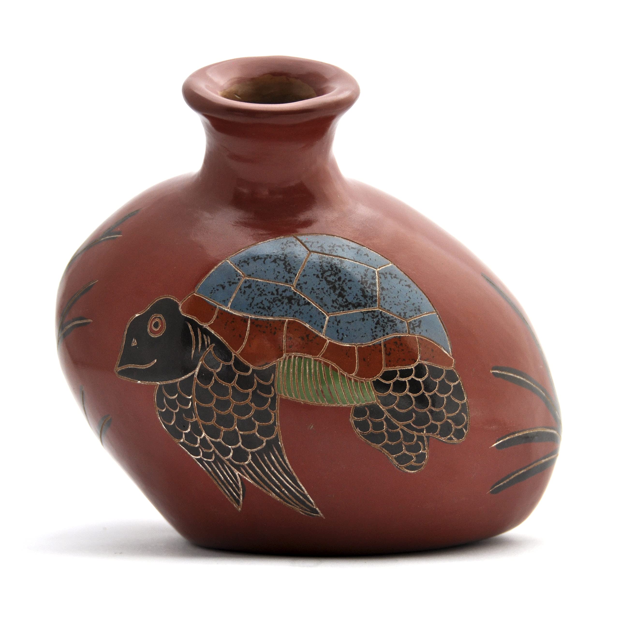 Ceramic Vase for Home Decor - Blue and Green Oval Centerpiece for Living Room, Kitchen, Office | Perfect for Tabletop, Shelf Display & Wedding Centerpieces