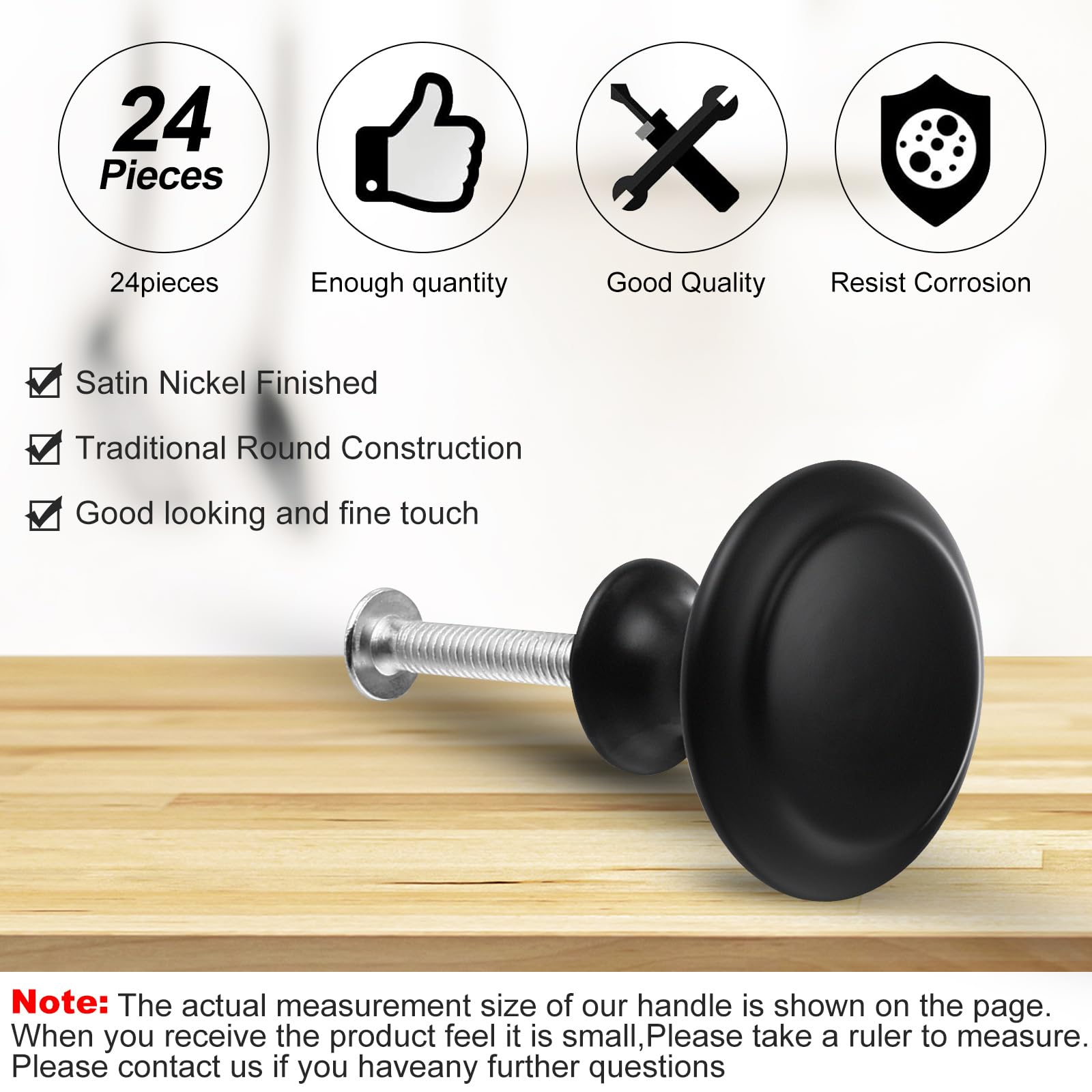 Ripeng 30-Pack Black Round Cabinet Knobs - 1.2 Inch Solid Kitchen Drawer Pulls, Dresser Handles with Screws for Cabinets, Cupboards & Furniture (Perfect for Kitchen Remodel, Bathroom Vanity & Bedroom Dresser Upgrades)
