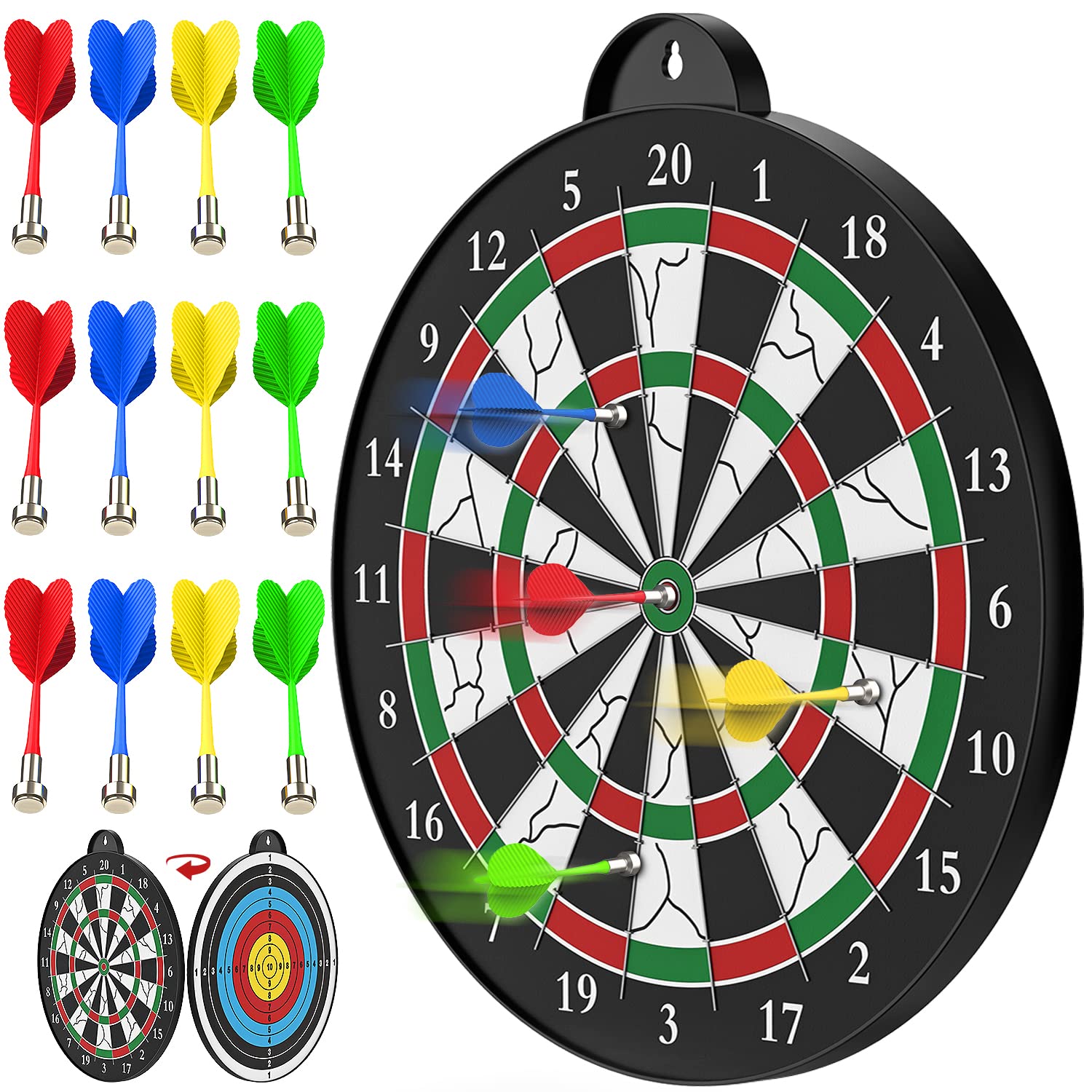 Magnetic Dart Board Set - 12 Pcs Safe Indoor Dartboard Game for Kids Ages 5-12 & Adults | Perfect for Family Parties, Game Rooms & Office Fun
