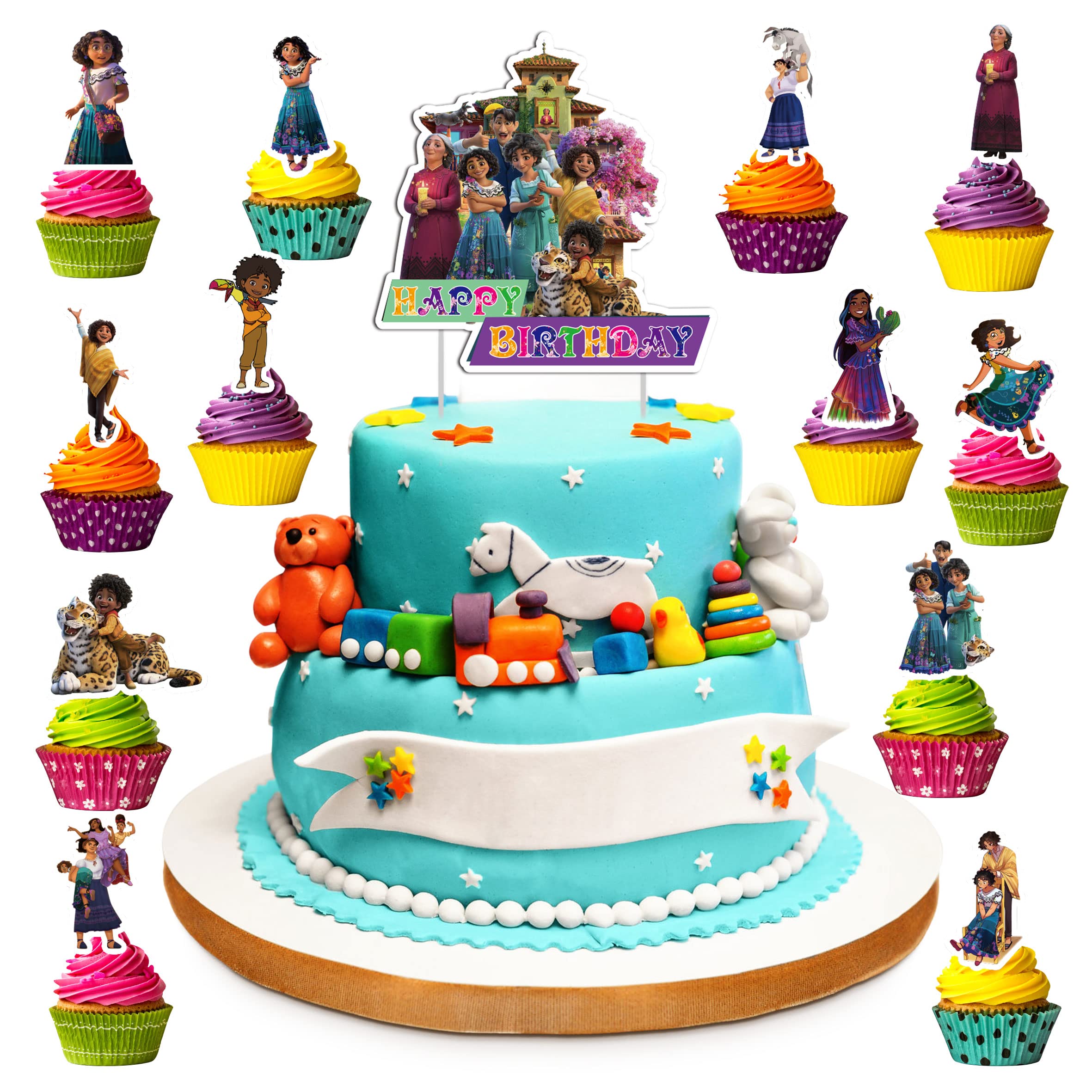 26pcs Encanto Cake Toppers Set - Magic Movie Birthday Party Decorations, Cupcake Toppers for Kids Girls Boys - Perfect for Birthday Cakes, Cupcakes, and Themed Party Decorations