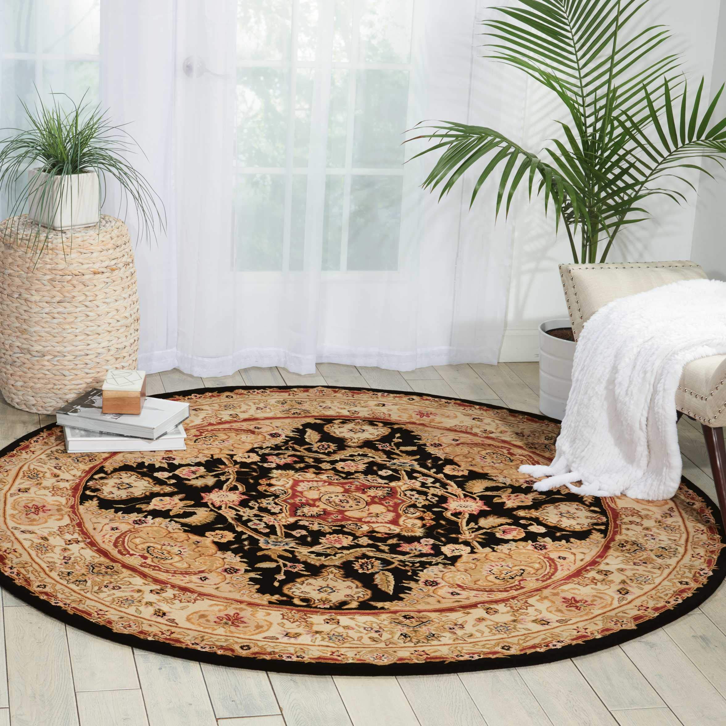 Nourison 2000 Black Round Area Rug 8' x 8' - Soft Modern Floor Carpet for Living Room, Bedroom & Office Decor