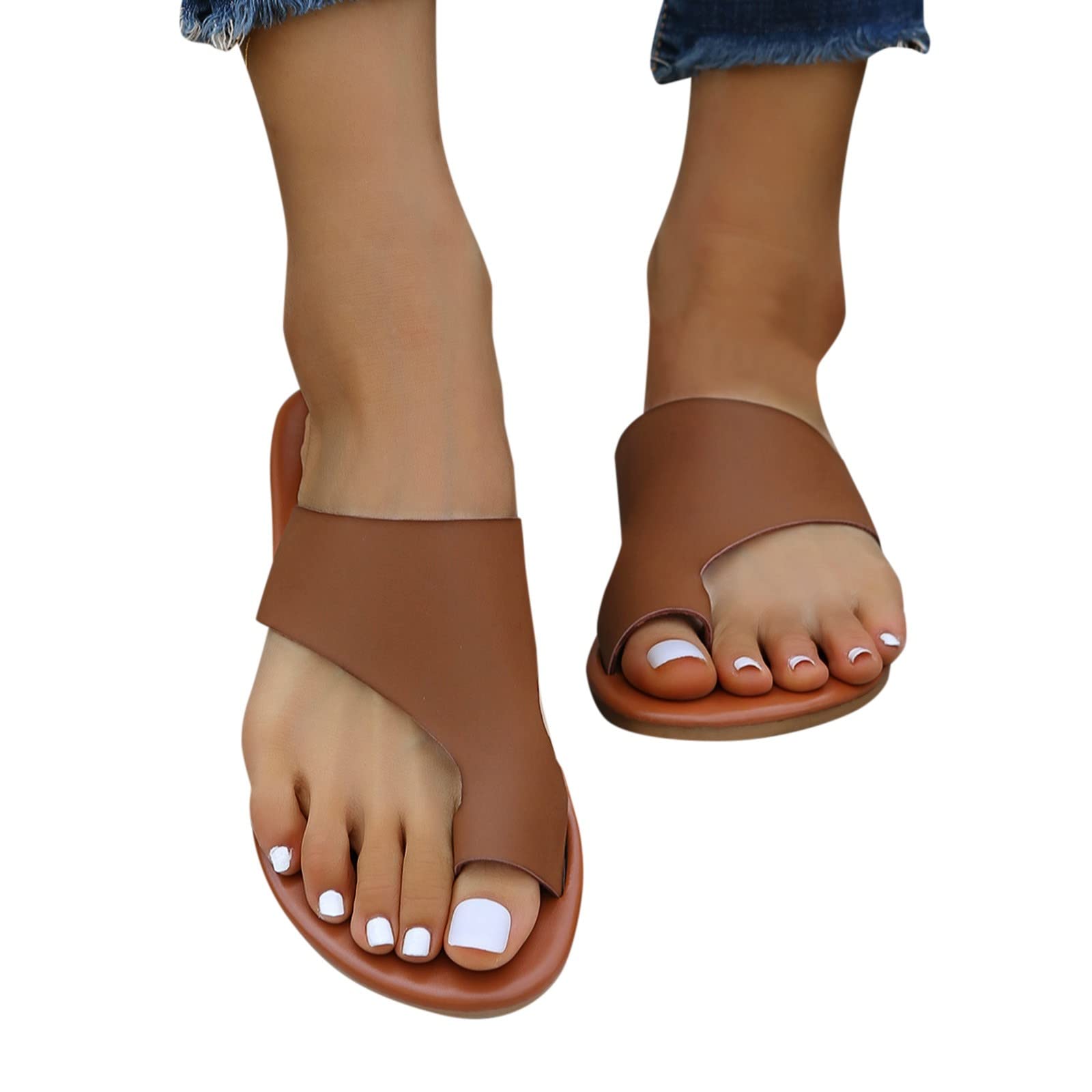 Women's Comfortable Bohemian Beach Sandals with Elastic Ankle Strap - Casual Open Toe Flat Shoes for Summer, Walking, Travel & Outdoor Activities
