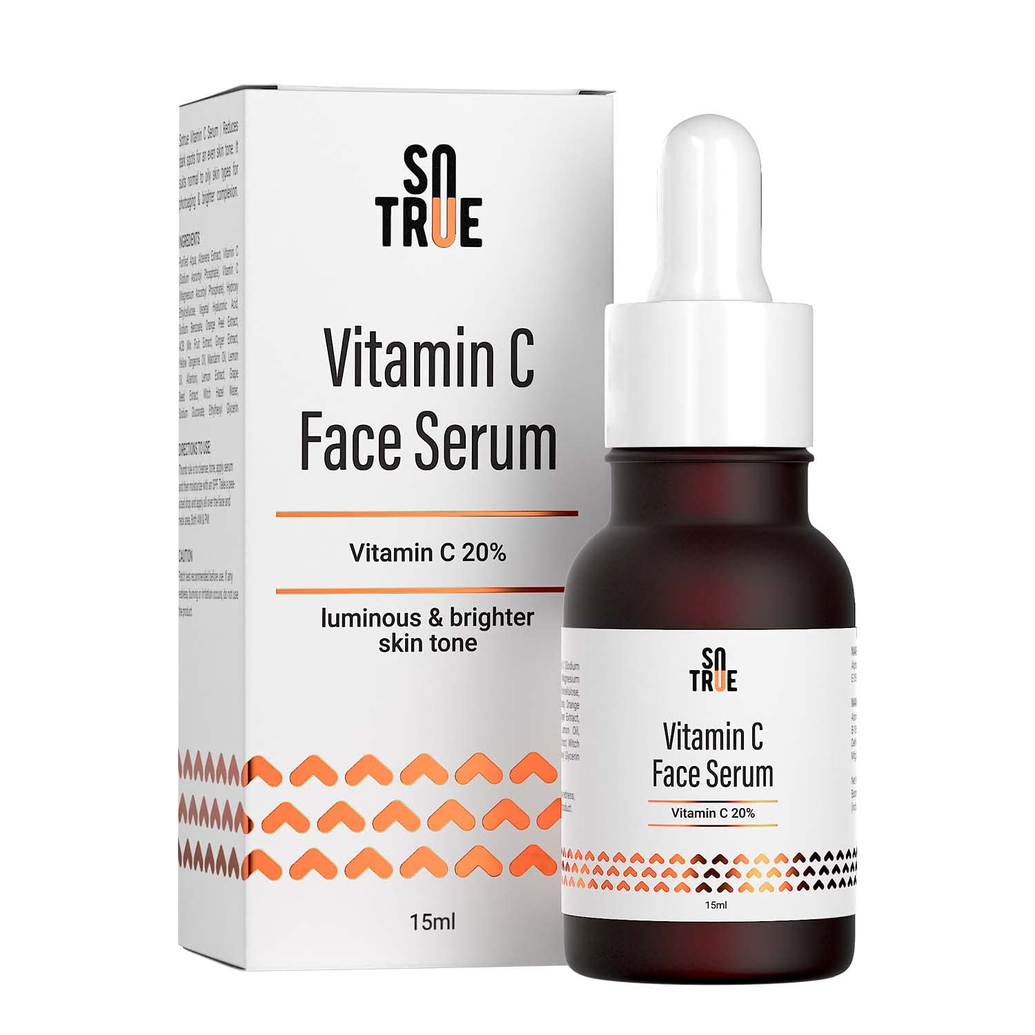 Sotrue 20% Vitamin C Face Serum with Hyaluronic Acid & Collagen Booster - 15ml Brightening Serum for Clear, Glowing Skin | Day & Night Use for All Skin Types
