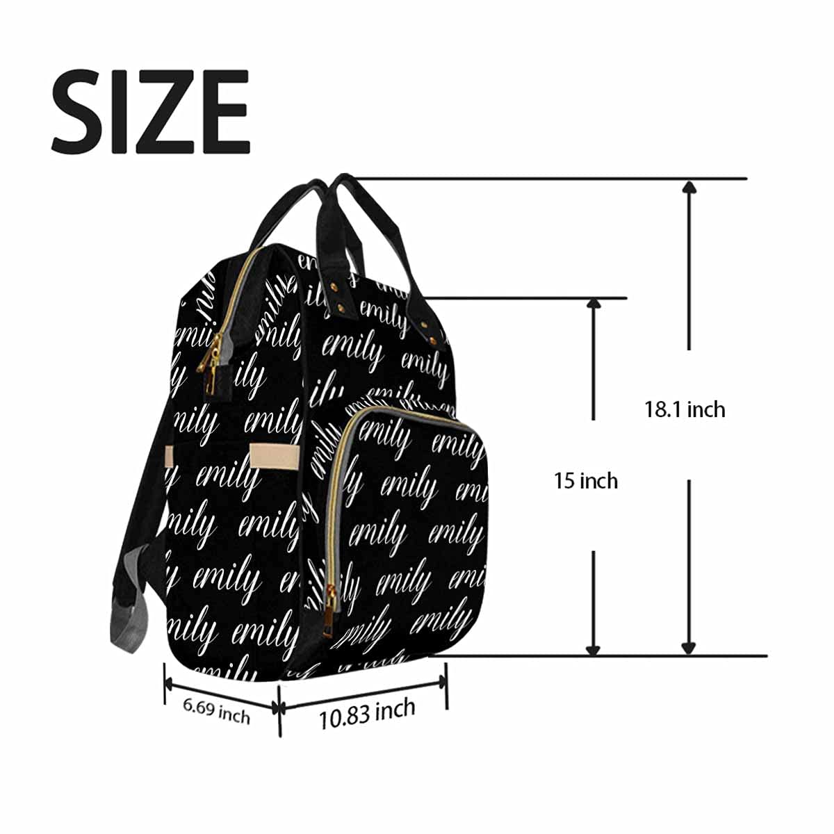 Custom Monogrammed Diaper Backpack - Personalized Baby Name Black Mommy Bag for Boys & Girls | Waterproof Multifunctional Travel Daypack | Perfect Baby Shower Gift & Everyday Parenting Essential