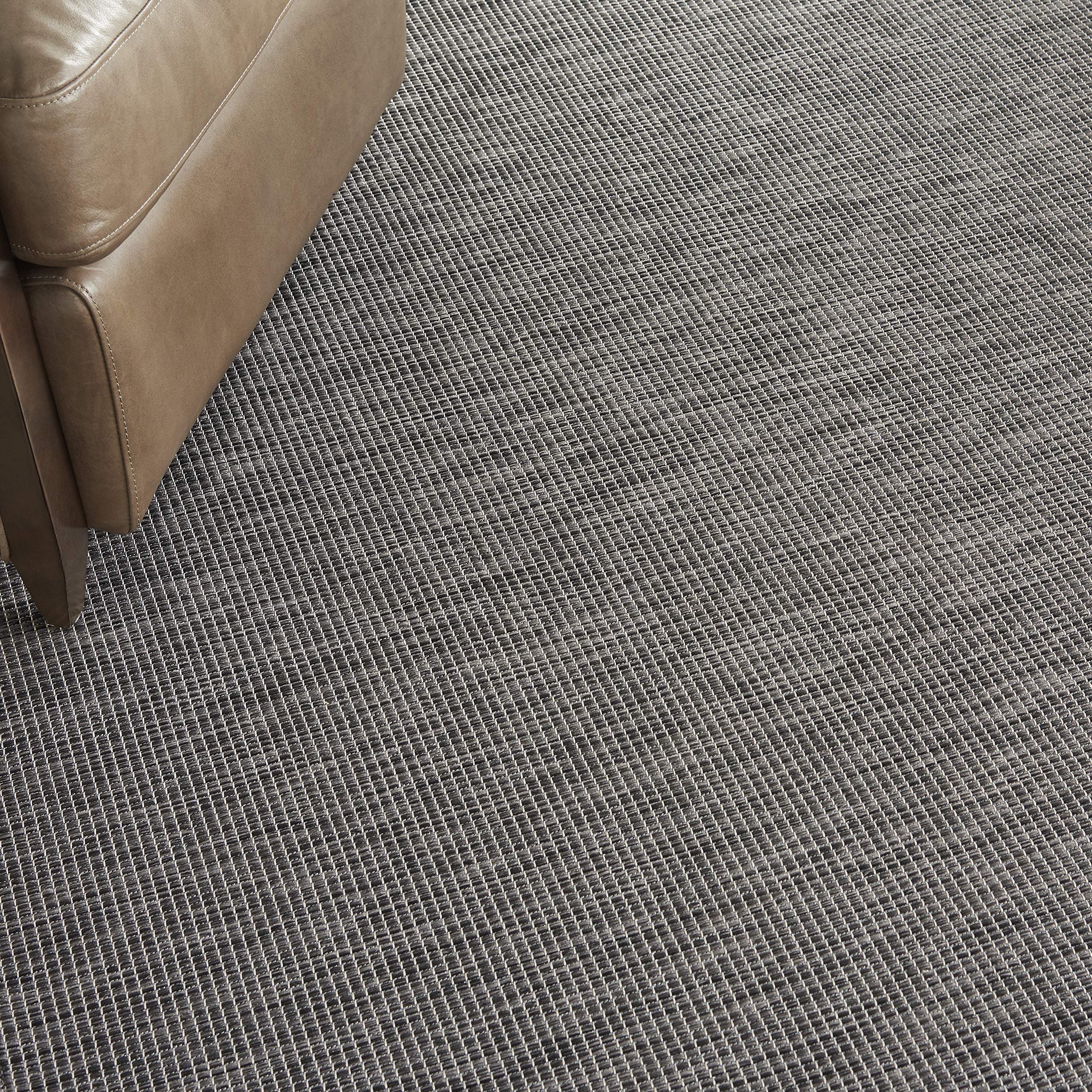 Nourison Positano 10' x 14' Indoor Outdoor Area Rug - Charcoal Gray, Easy Clean, Non-Shedding, Stain Resistant | Perfect for Living Room, Bedroom, Dining Room, Backyard, Deck & Patio (10x14)