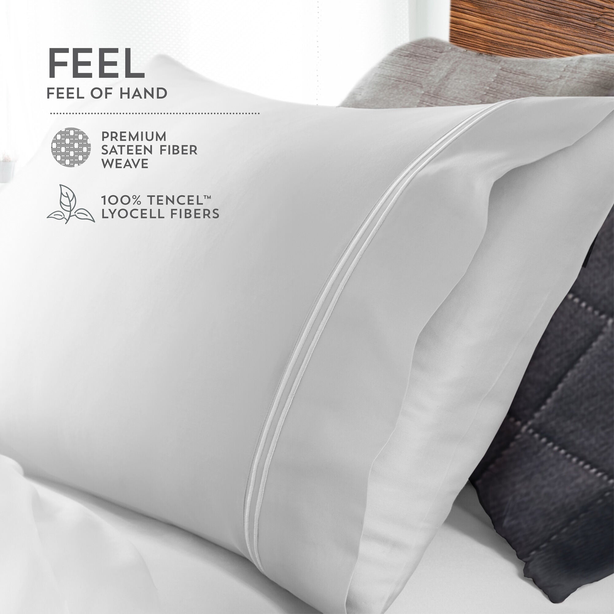 Premium Tencel Pillowcases Set - 100% Natural Breathable & Hypoallergenic Bedding - Soft Cooling Pillow Covers for Side Sleepers & Hot Sleepers - Perfect for Summer Nights & Allergy Relief