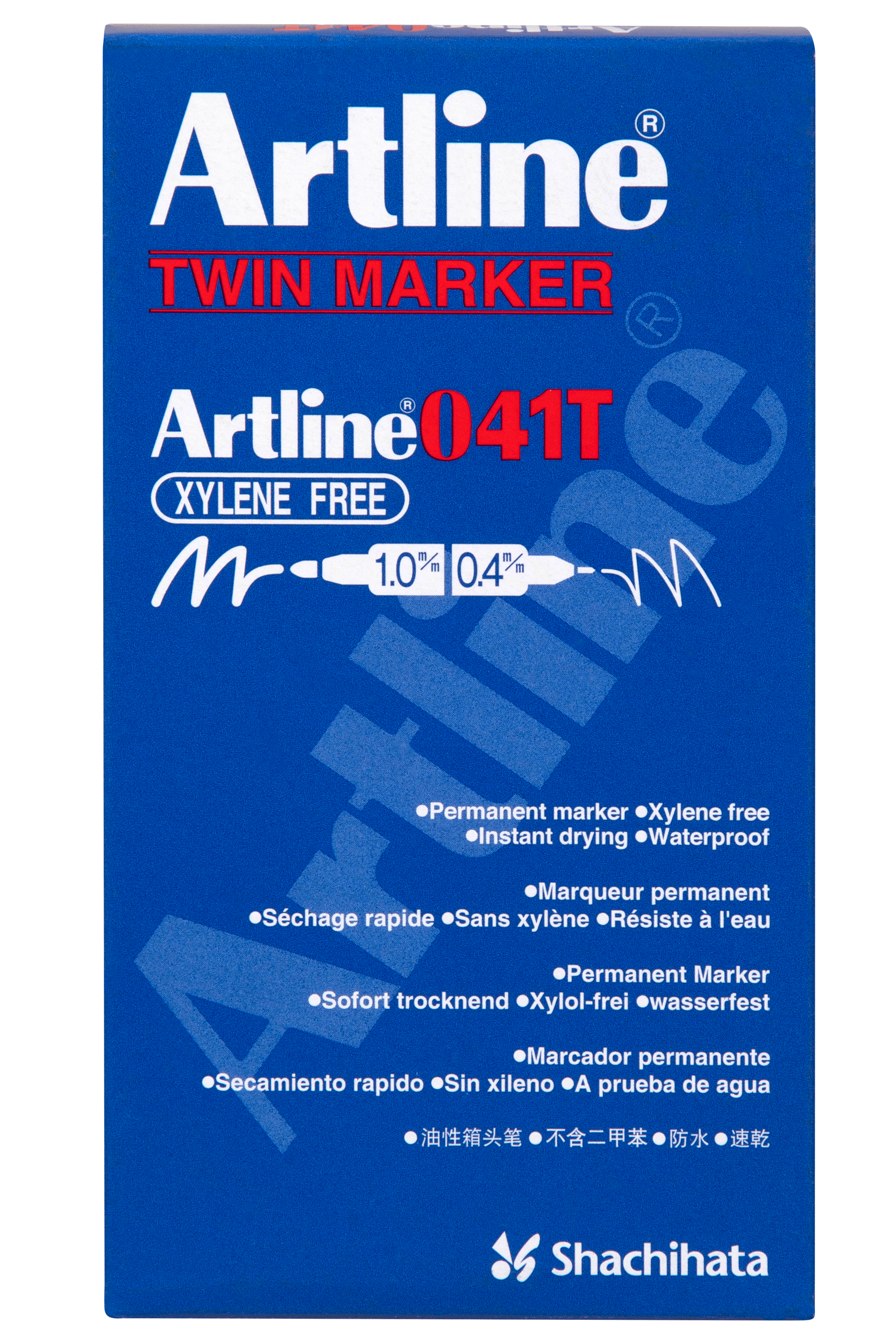 Artline 041T Permanent Dual Tip Marker Pen - Black Ink, Pack of 12 - Ideal for Office, School, Art Projects & Labeling