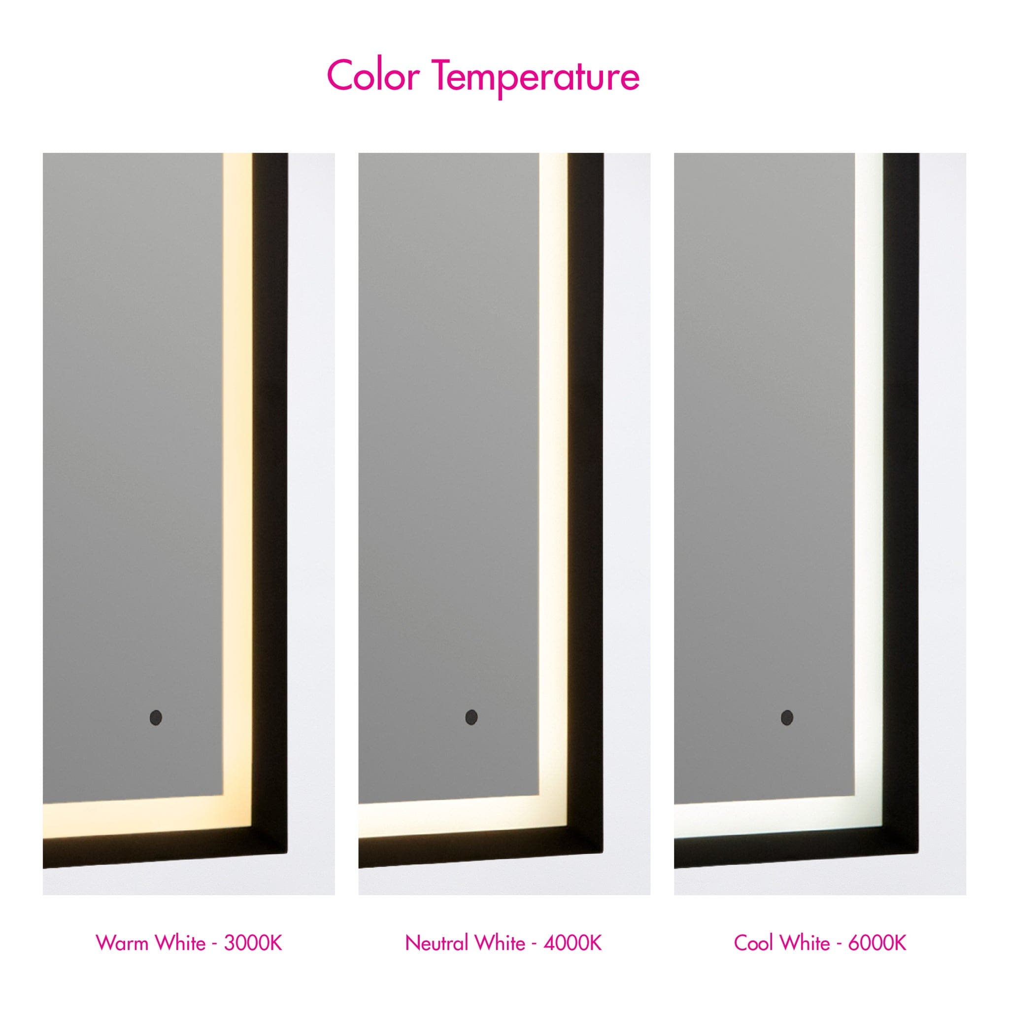 Oxygen Dusk 3 0802 15 Lighted LED Mirror 24x36 Inches Black - Perfect for Bathroom Vanity, Makeup Dressing Room & Home Decor