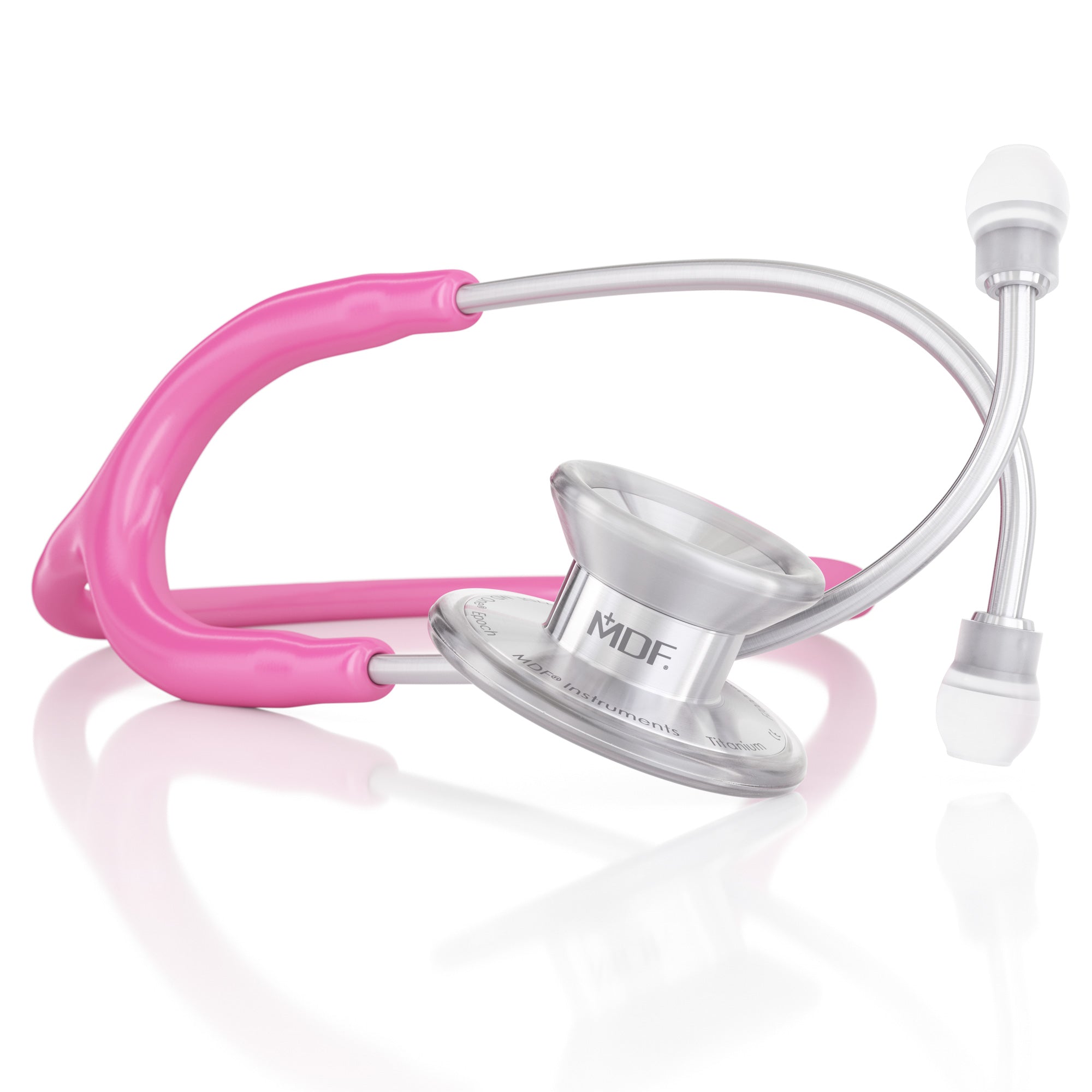 MD One® Epoch® Titanium Adult Stethoscope - Bright Pink | Premium Medical Stethoscope for Doctors, Nurses & Healthcare Professionals | Ideal for Clinical Use, Patient Examinations & Emergency Care
