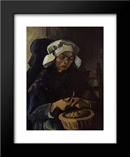 Vincent van Gogh Peasant Woman Peeling Potatoes 20x24 Framed Art Print - Classic Oil Painting Reproduction for Home Decor & Office Wall Art
