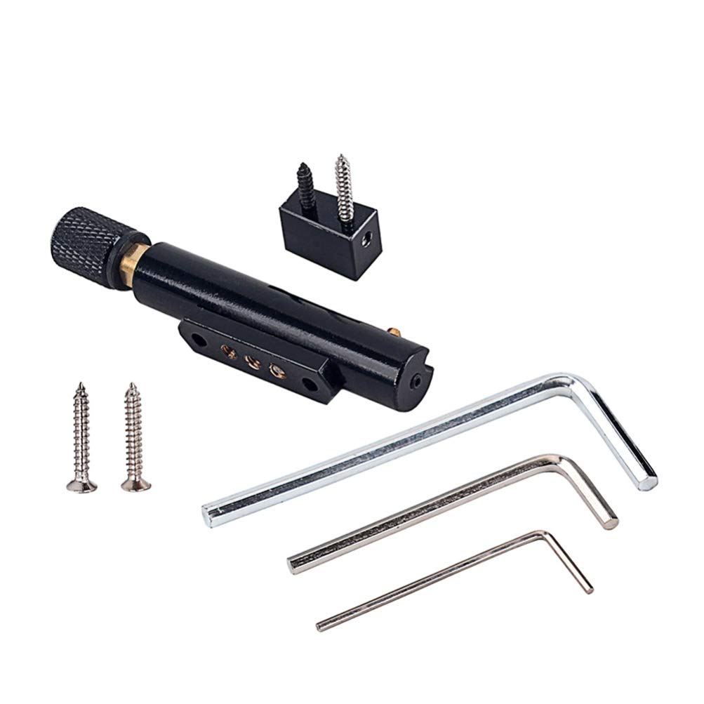 5 String Jazz Guitar Bridge - Single Tremolo Electric Guitar Bridge with Round Saddle - Black Double Bass Bridge for Headless Guitars - Perfect for Jazz, Rock & Metal Performances