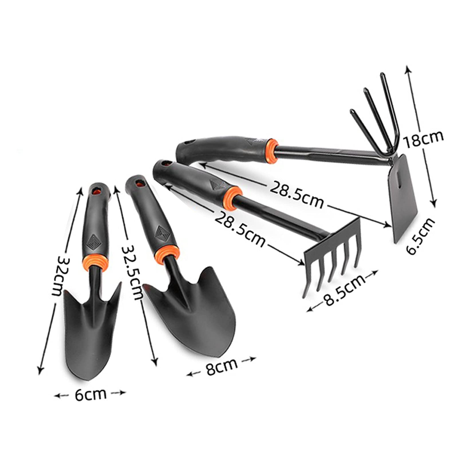 4-Piece Mini Garden Tool Set - Stainless Steel Shovel, Hoe, Rake with Comfortable Rubber Handle - Perfect for Indoor Plants, Small Gardens & Balcony Gardening
