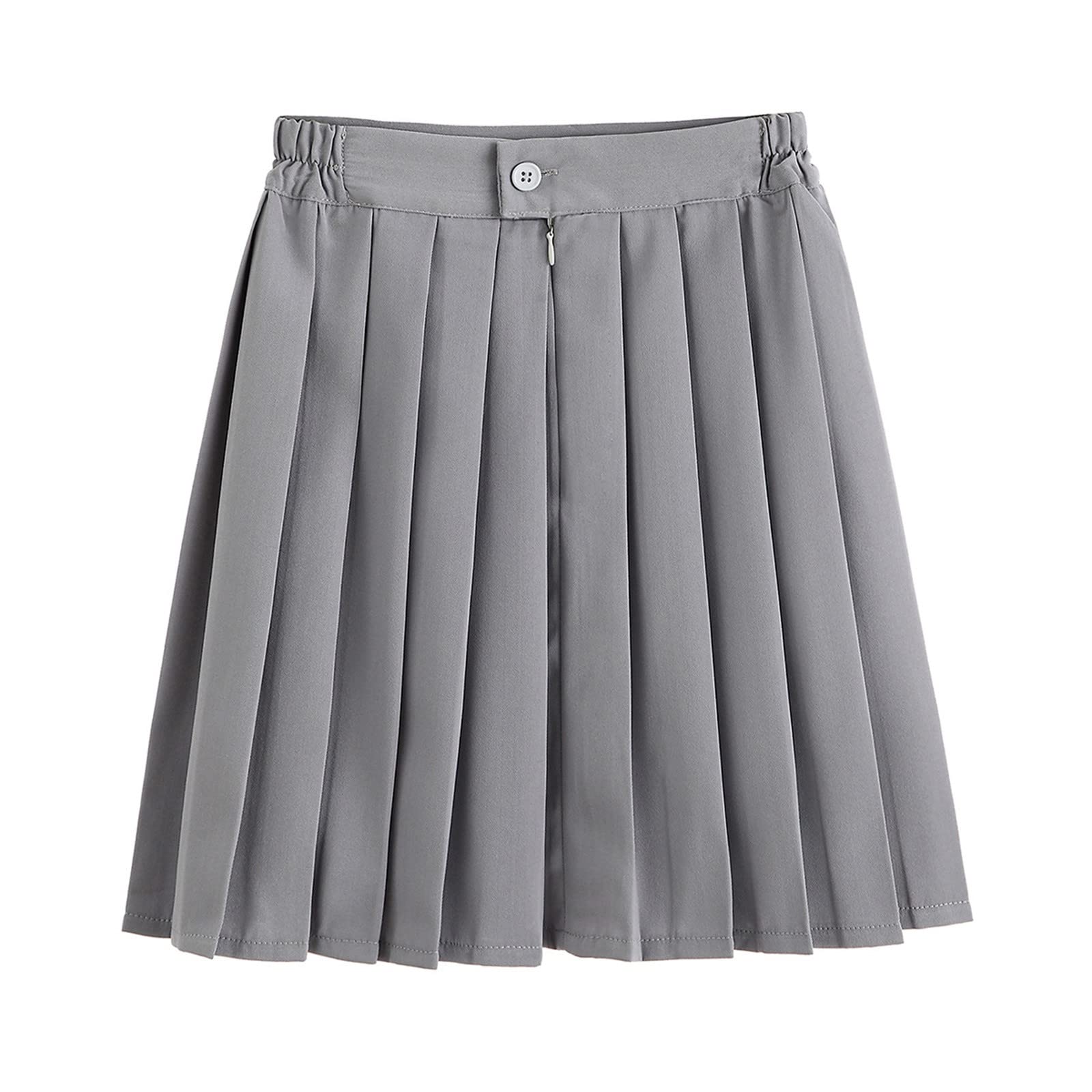 Women's Stretchy Flared Pleated Skirt - High Waist A-Line Skirt for School, Tennis & Casual Wear - Solid Color Fashion Skirt for Women & Girls