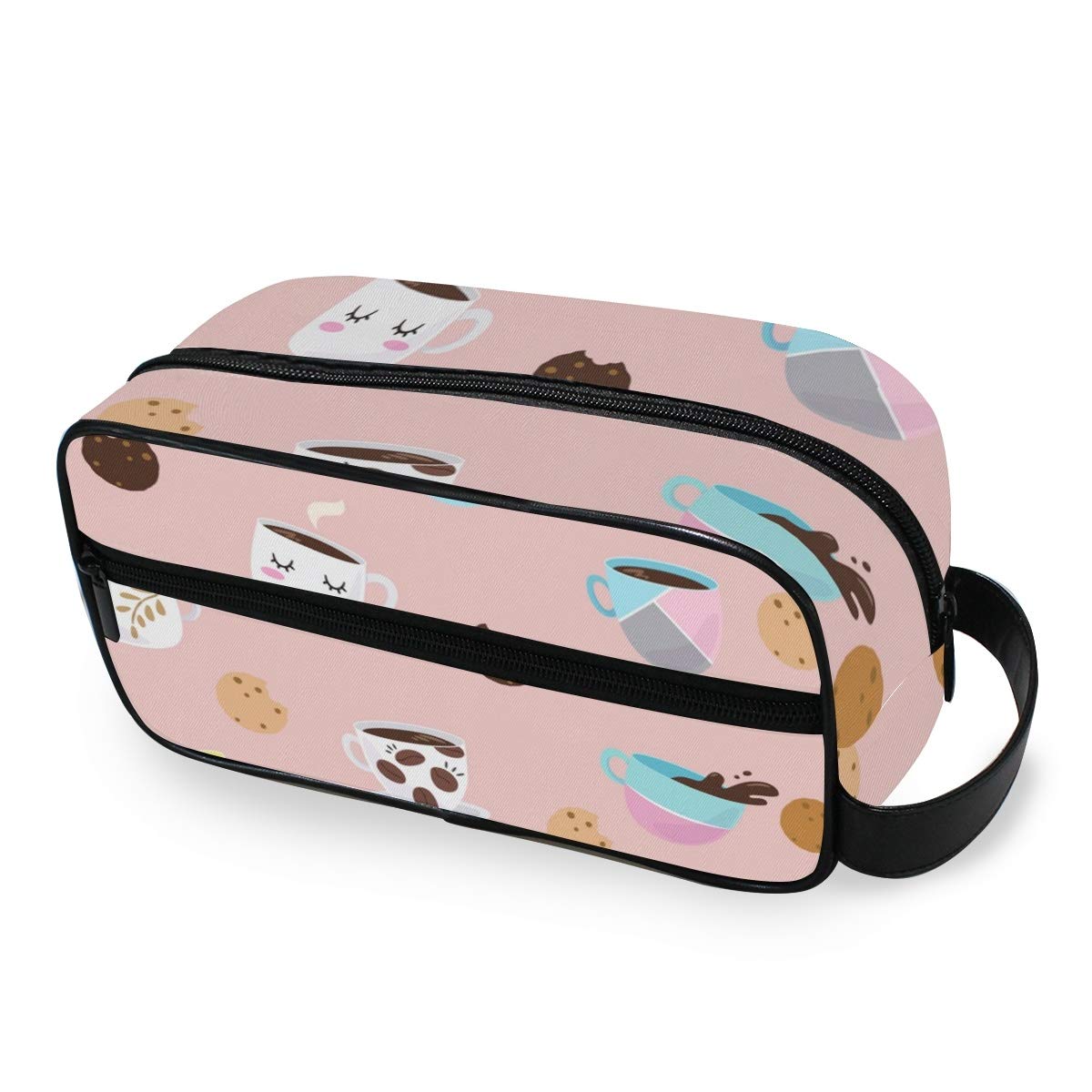 Stylish Coffee and Cookies Pattern Toiletry Bag - Waterproof Travel Dopp Kit for Men & Women, Perfect Cosmetic Organizer & Makeup Bag for Business Trips, Outdoor Activities, Camping, and Gym Essentials