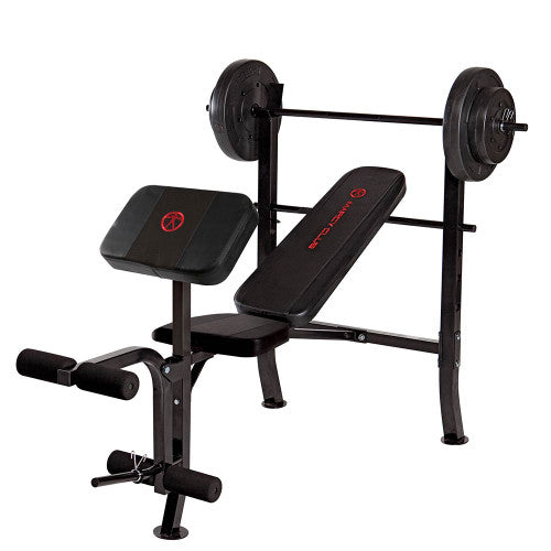 Standard Weight Bench with 80lb Dumbbell Set | MKB 2081 - Home Gym Equipment for Strength Training & Fitness Workouts
