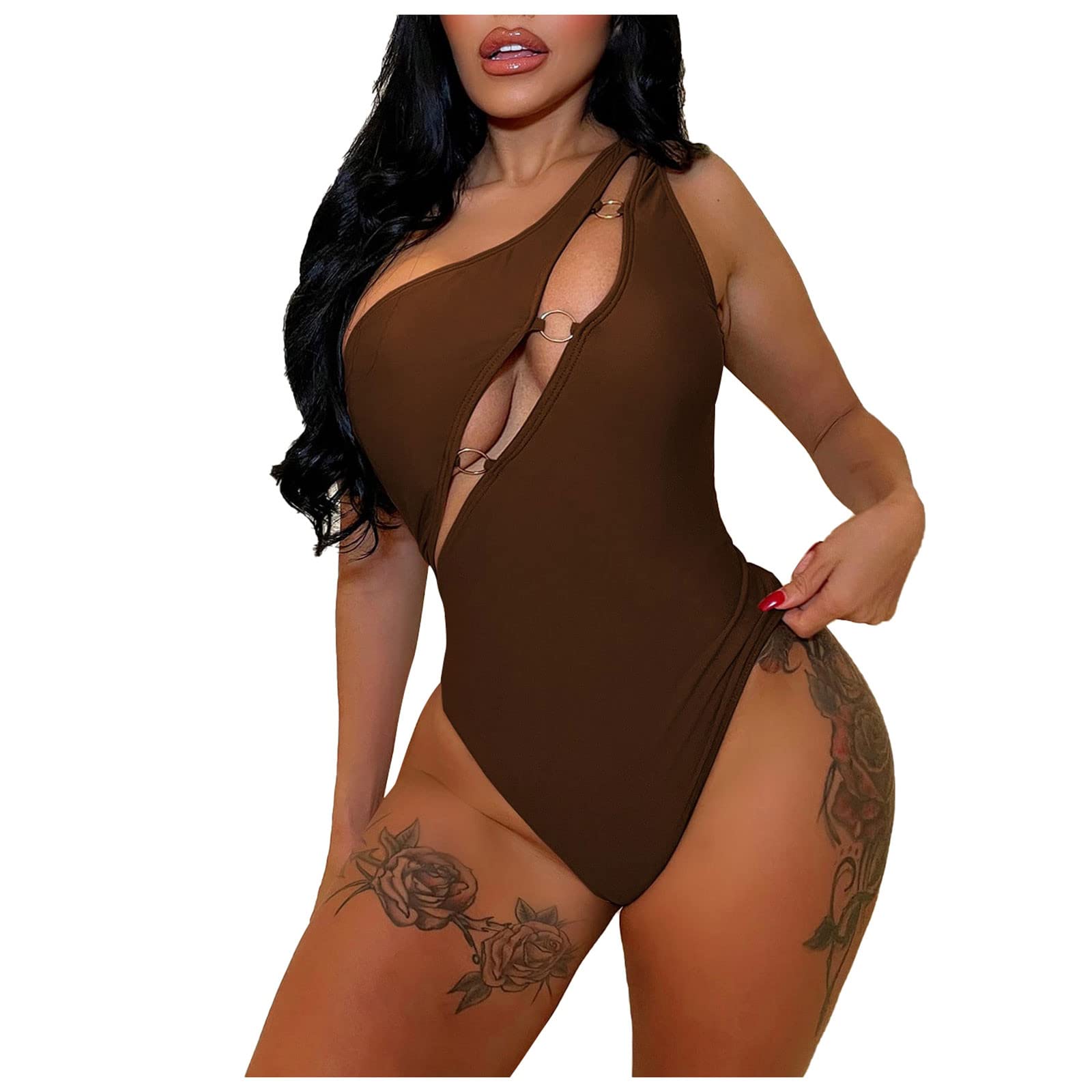 Sexy One Shoulder Cut Out High Waisted Monokini Swimsuits for Women - Slim Fit One Piece Bathing Suit | Beach Vacation, Pool Party & Summer Getaway