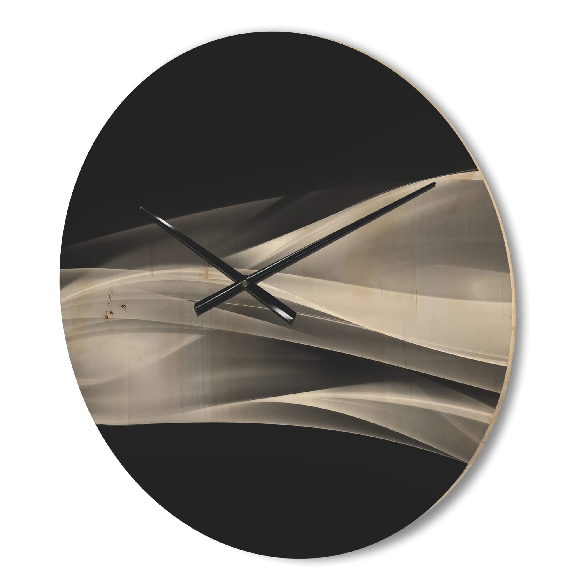 Modern Black Wood Wall Clock with Glittering Fractal Silver Design - Large Oversized Decorative Clock for Living Room, Bedroom & Office Décor | Perfect for Home & Office Spaces