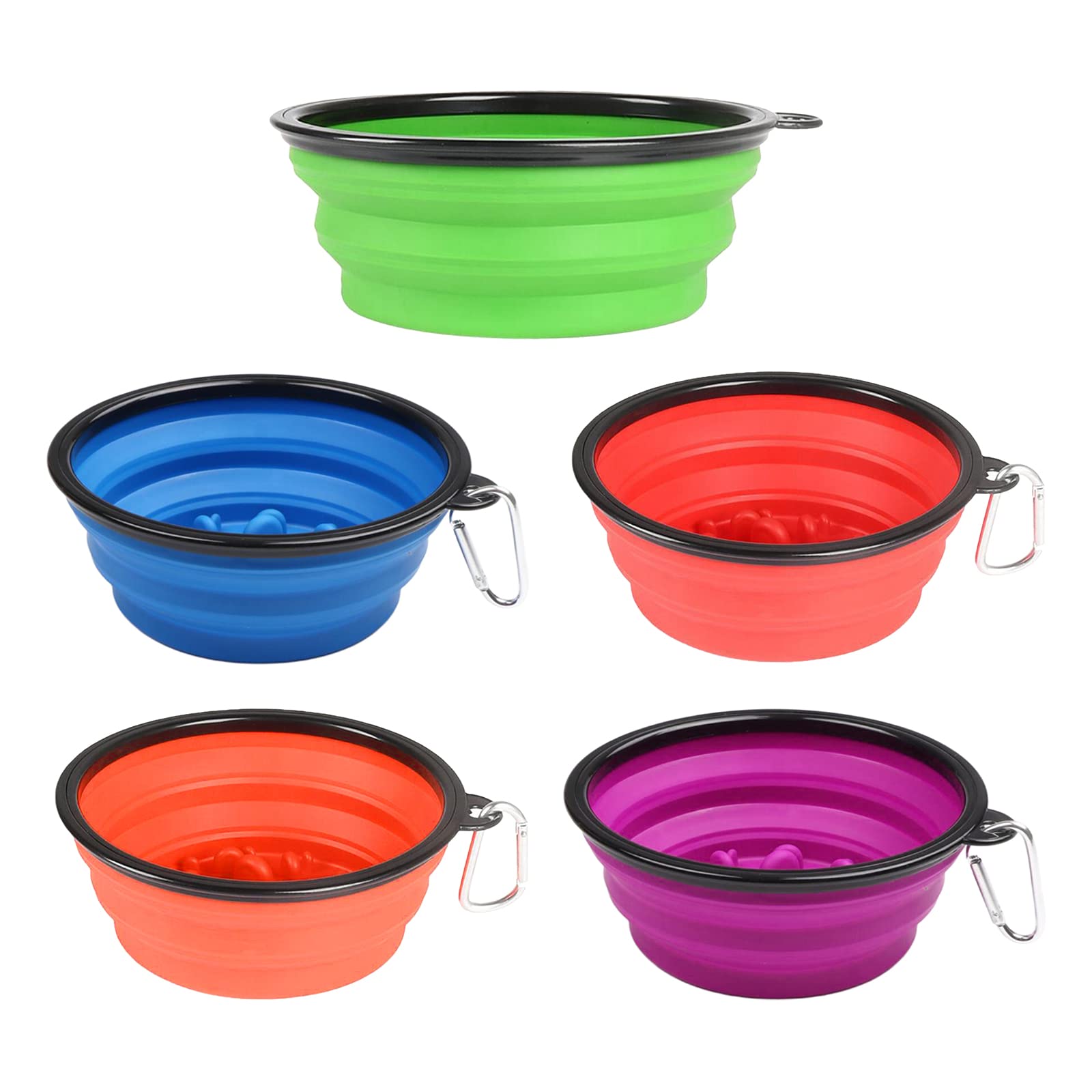 SECRET DESIRE Slow Feeder Dog Bowl - Collapsible Pet Food & Water Dish for Cats & Dogs - Non-Slip Design for Messy Eaters - Perfect for Travel, Camping & Home Use (Blue)