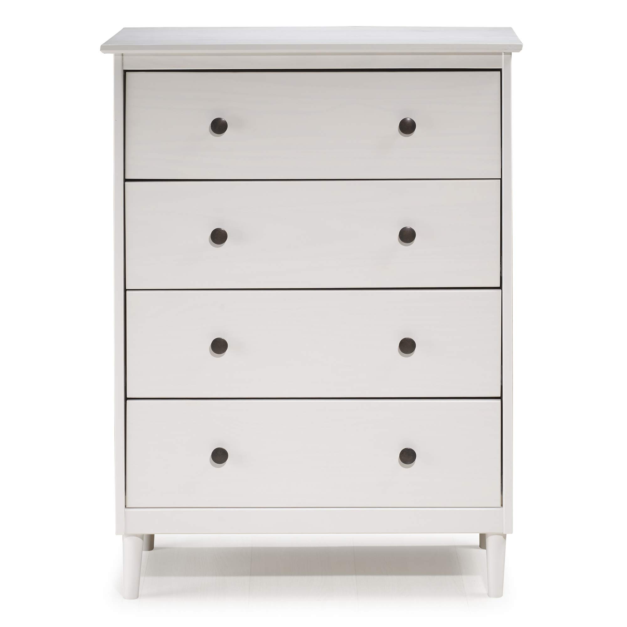 Walker Edison 4-Drawer Tall Wood Dresser - White, Bedroom Storage Organizer for Closet & Hallway | Perfect for Home, Office & Dorm Room Organization