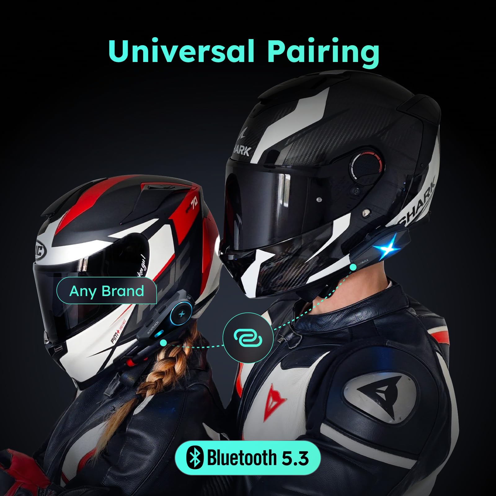 Premium F1 Motorcycle Bluetooth Headset - Hi-Fi Stereo Speakers for ATV, Snowmobile & Skiing | 10-Rider Mesh Intercom System with FM Radio & AI Voice Control | Fast Charging | Ideal for Group Rides, Off-Road Adventures & Winter Sports