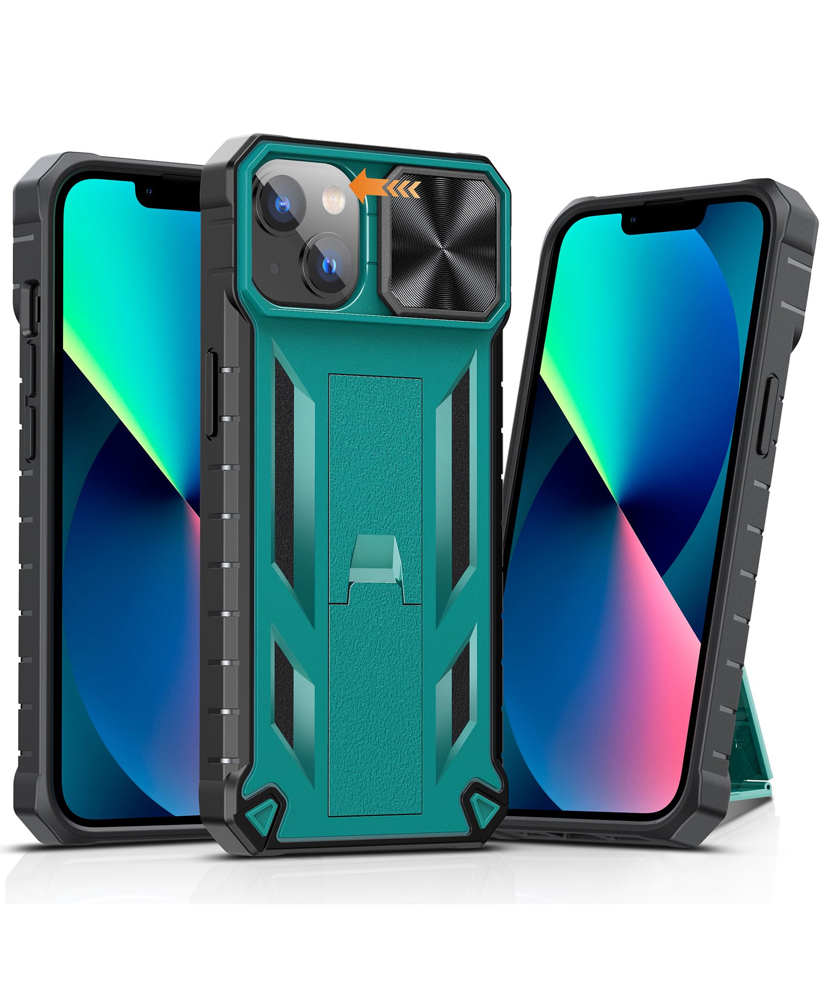 SOiOS Shockproof Military Grade iPhone 16e/13/14 Case with Kickstand - Rugged TPU Hybrid Protective Phone Cover | Matte Textured Design | Perfect for Outdoor Activities, Travel & Daily Protection