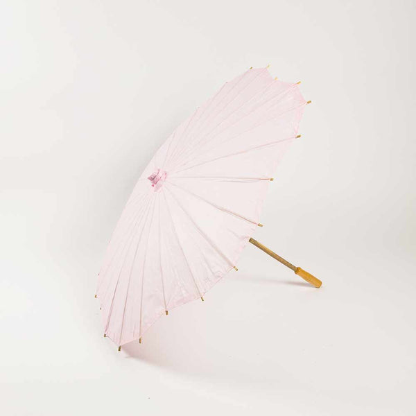32 Inch Pink Paper Parasol Umbrella - Scallop Blossom Design with Elegant Wooden Handle | Perfect for Weddings, Tea Parties & Asian-Themed Events