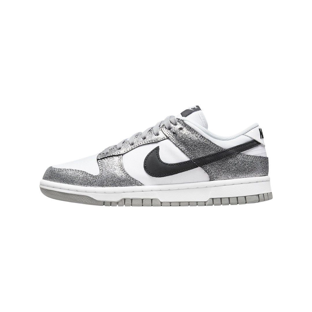 Nike Women's Dunk Low Sneakers - Metallic Silver, Black & White Retro Running Shoes for Women | Casual Wear, Gym & Street Style Fashion