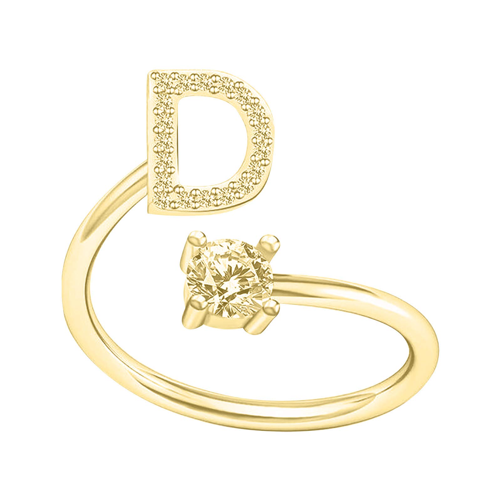 A to Z Alphabet Ring Couple Set - Silver & Gold Stackable Adjustable Letter Rings with Initial Charm - Women's Personalized Jewelry Gift for Anniversary, Valentine's Day & Everyday Wear