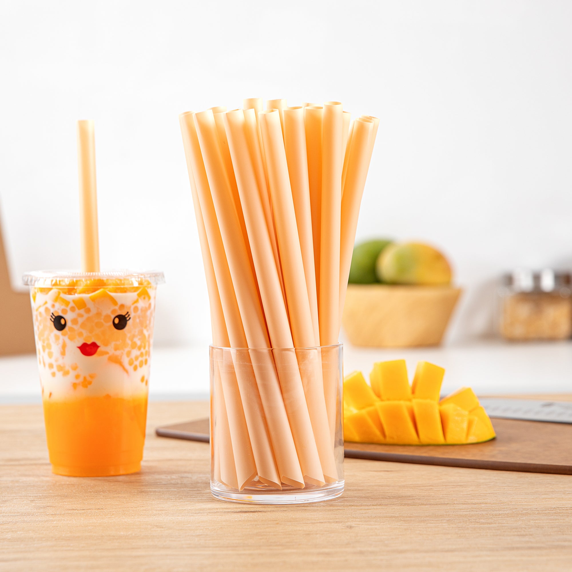Eco-Friendly Extra Wide Boba Straws - 100 Count Box | Compostable PLA Plastic, Pointed Tip for Smoothie & Bubble Tea | Perfect for Home, Cafes & Parties