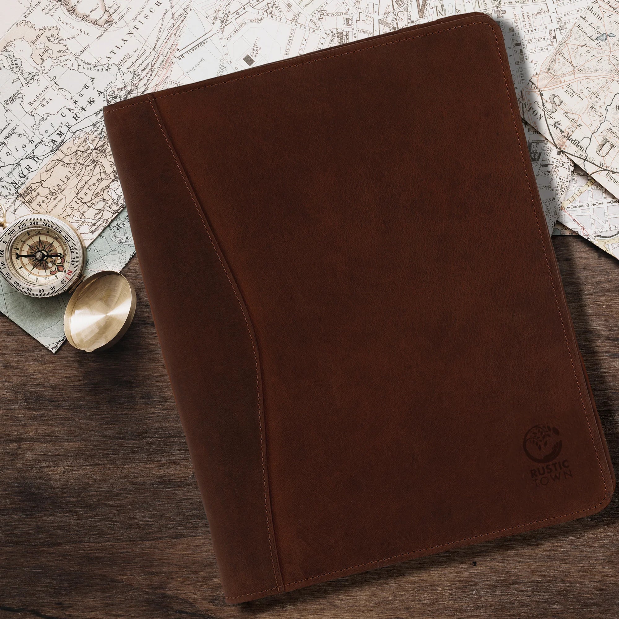 Premium Business Leather Portfolio - Professional Dark Brown Leather Document Holder for Men & Women - Perfect for Office, Meetings, and Business Travel