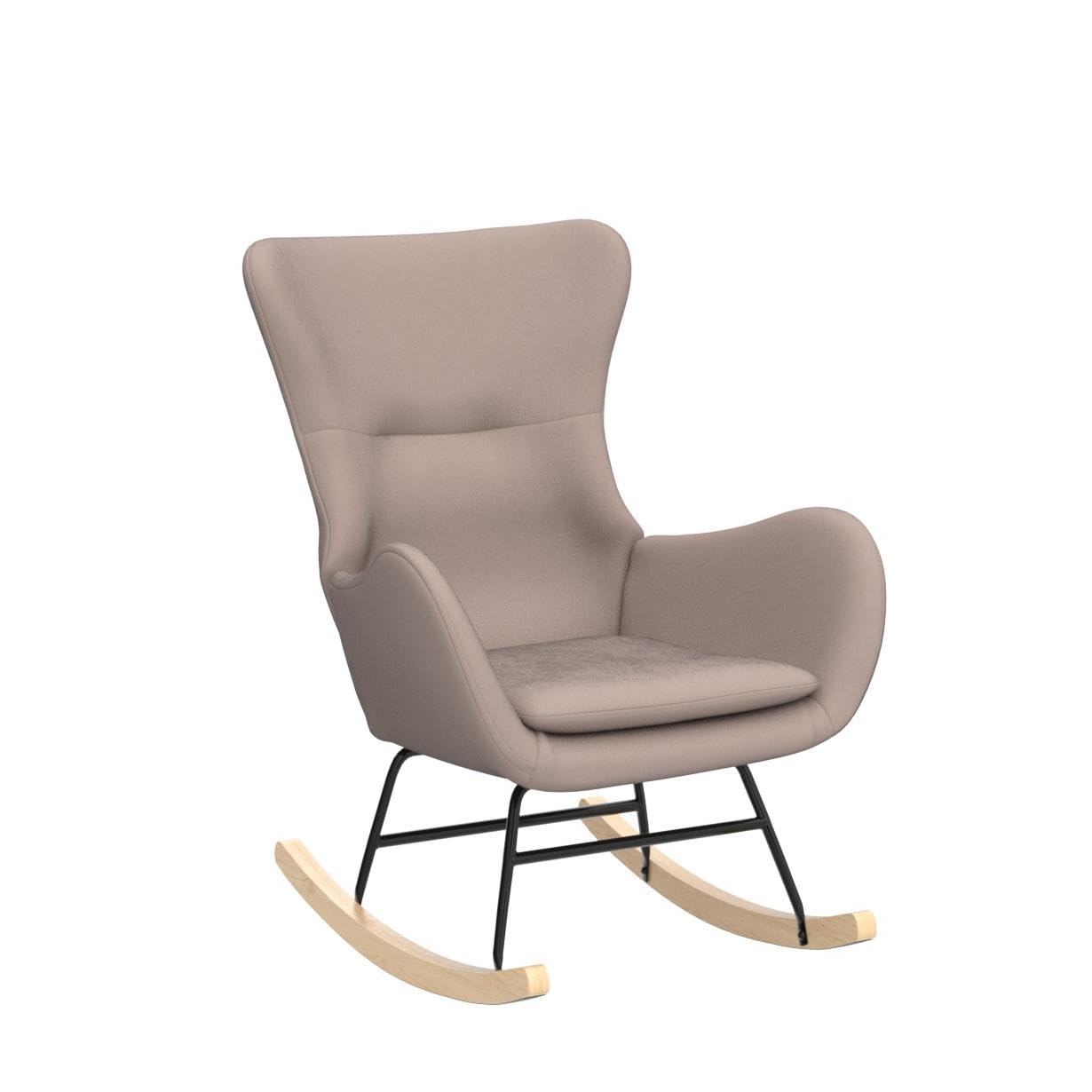 Modern Rocking Glider Chair for Nursery - High Back Support & Padded Armrests - Plush Upholstered Accent Chair for Living Room, Bedroom (Beige) | Perfect for Breastfeeding, Reading Nook & Nursery Decor
