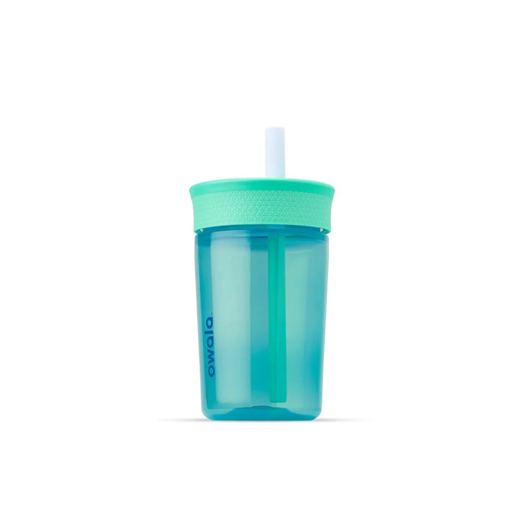 Owala Kids Tumbler 15oz/444ml - BPA-Free Polypropylene Water Bottle with Straw Lid, Leak-Proof & Insulated (Teal/Aqua Blue) - Perfect for School, Sports & Outdoor Activities