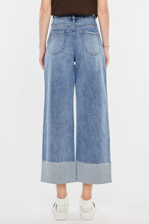 Alfie 90's Vintage High Waisted Cropped Wide Leg Jeans for Women - Retro Denim Pants for Casual Outfits & Streetwear Fashion