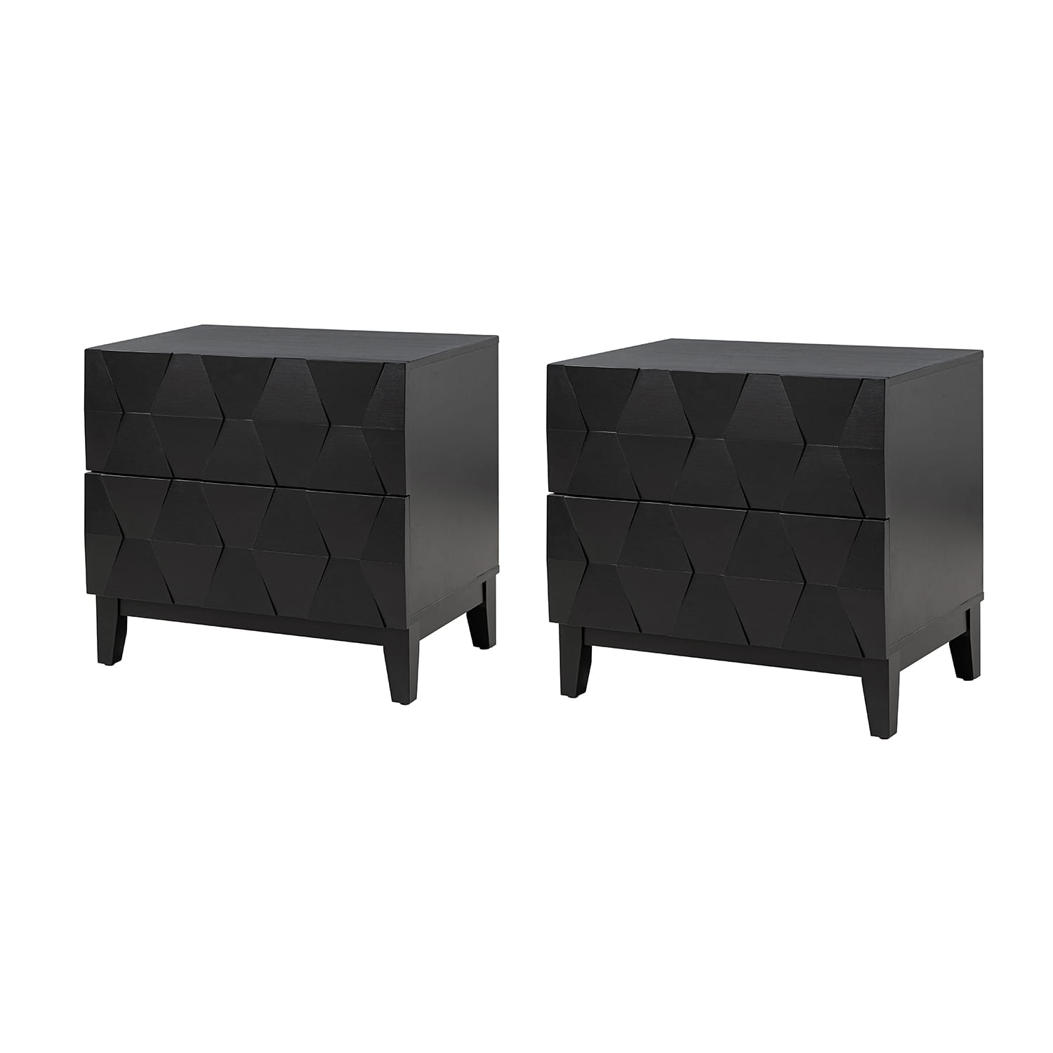 2-Drawer Nightstand with Built-in USB Outlets - Modern Bedside Table for Charging Devices, Perfect for Bedroom, Living Room, or Office