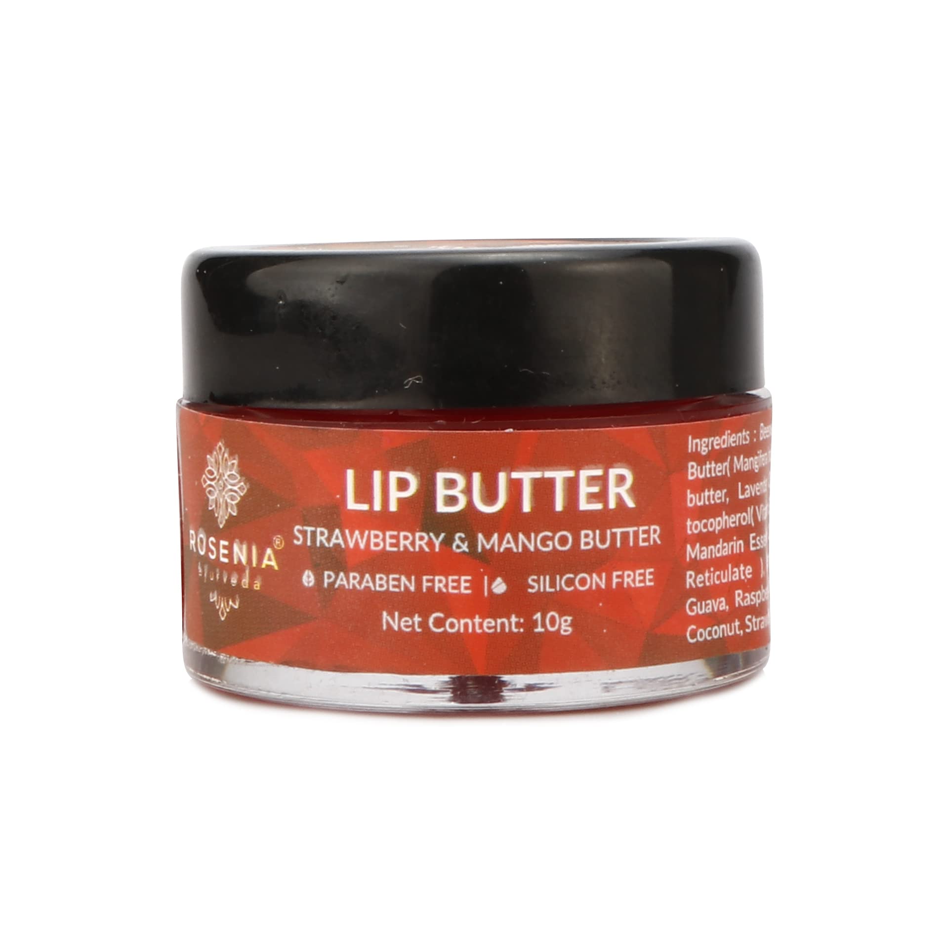 Rosenia Ayurveda Strawberry & Mango Lip Butter - Natural Ayurvedic Lip Balm for Dry, Chapped Lips | Perfect for Winter Care, Daily Hydration & On-the-Go Nourishment