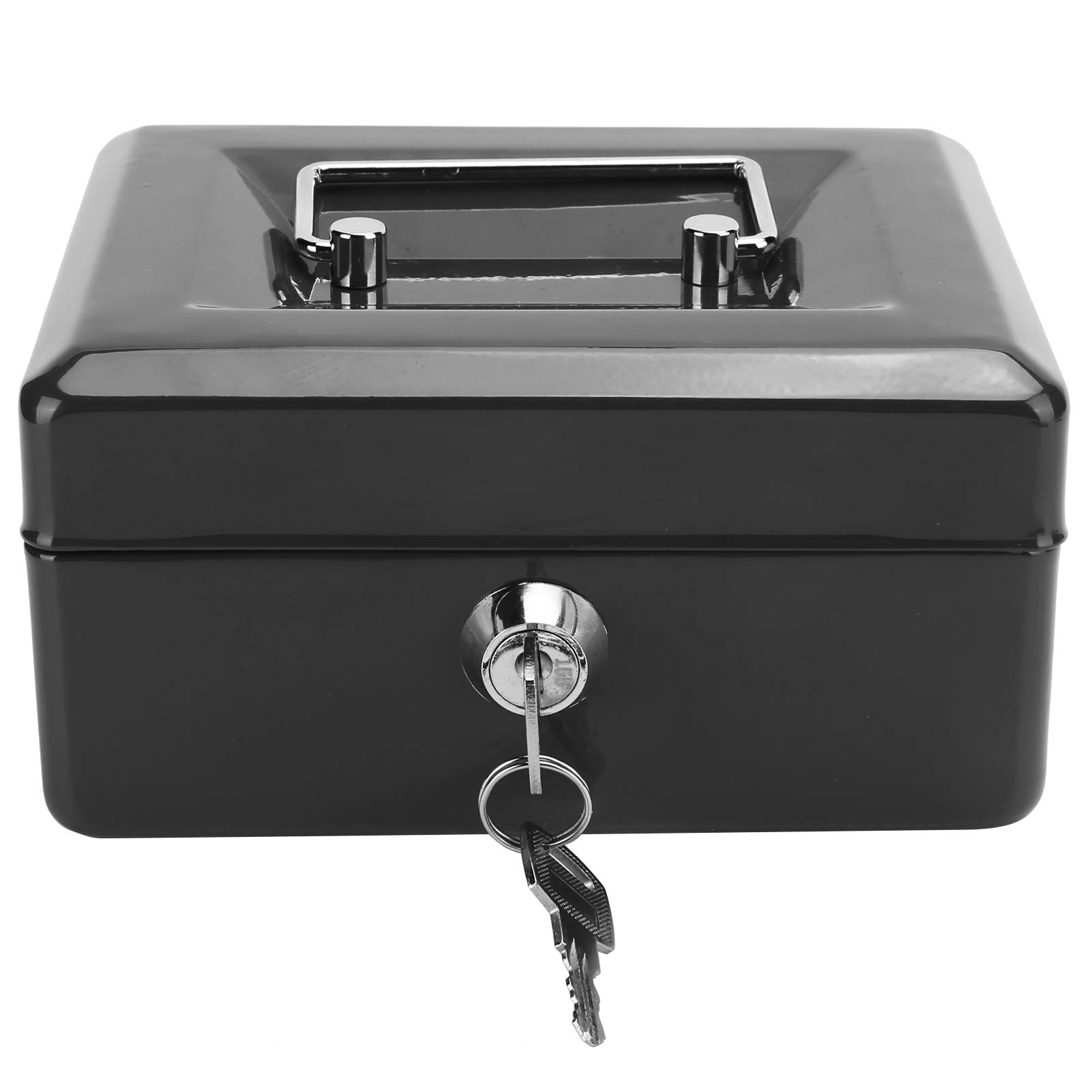 EVTSCAN 6 Inch Mini Portable Lockable Cash Box with Key - Secure Money Safe for Home, Office, Travel & Retail Use (Black)