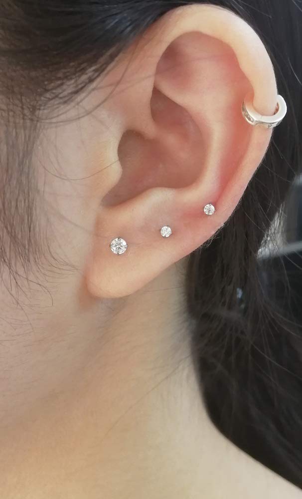 6 Pairs 20G Stainless Steel Cartilage Earrings - Round Cubic Zirconia Studs & Barbell Tragus Piercing Jewelry Set for Men & Women (2mm & 3mm) - Flat Screw Back, Hypoallergenic Gift Pack for Everyday Wear & Special Occasions