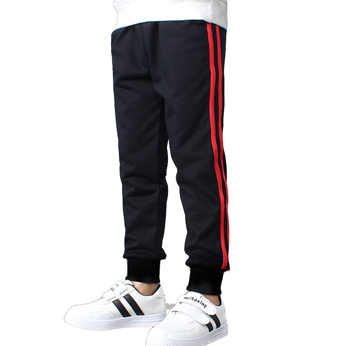 FLOWERKIDS Boys' Striped Cotton Jogger Pants with Adjustable Waist | Soft & Comfortable Sweatpants for Kids Age 5-14 | Perfect for School, Play & Casual Wear