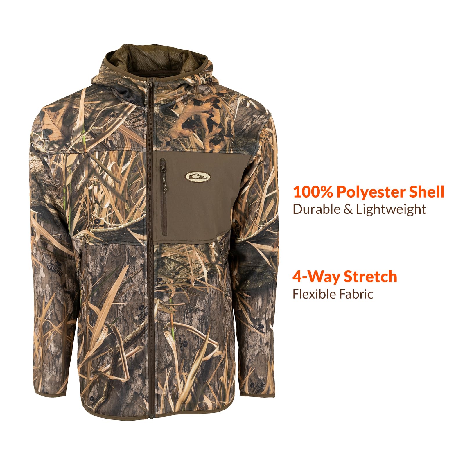 Drake Waterfowl Men's Camo Hunting Jacket - Shadowgrass Habitat Camouflage for Waterfowl & Turkey Hunting | Outdoor Gear for Hunters